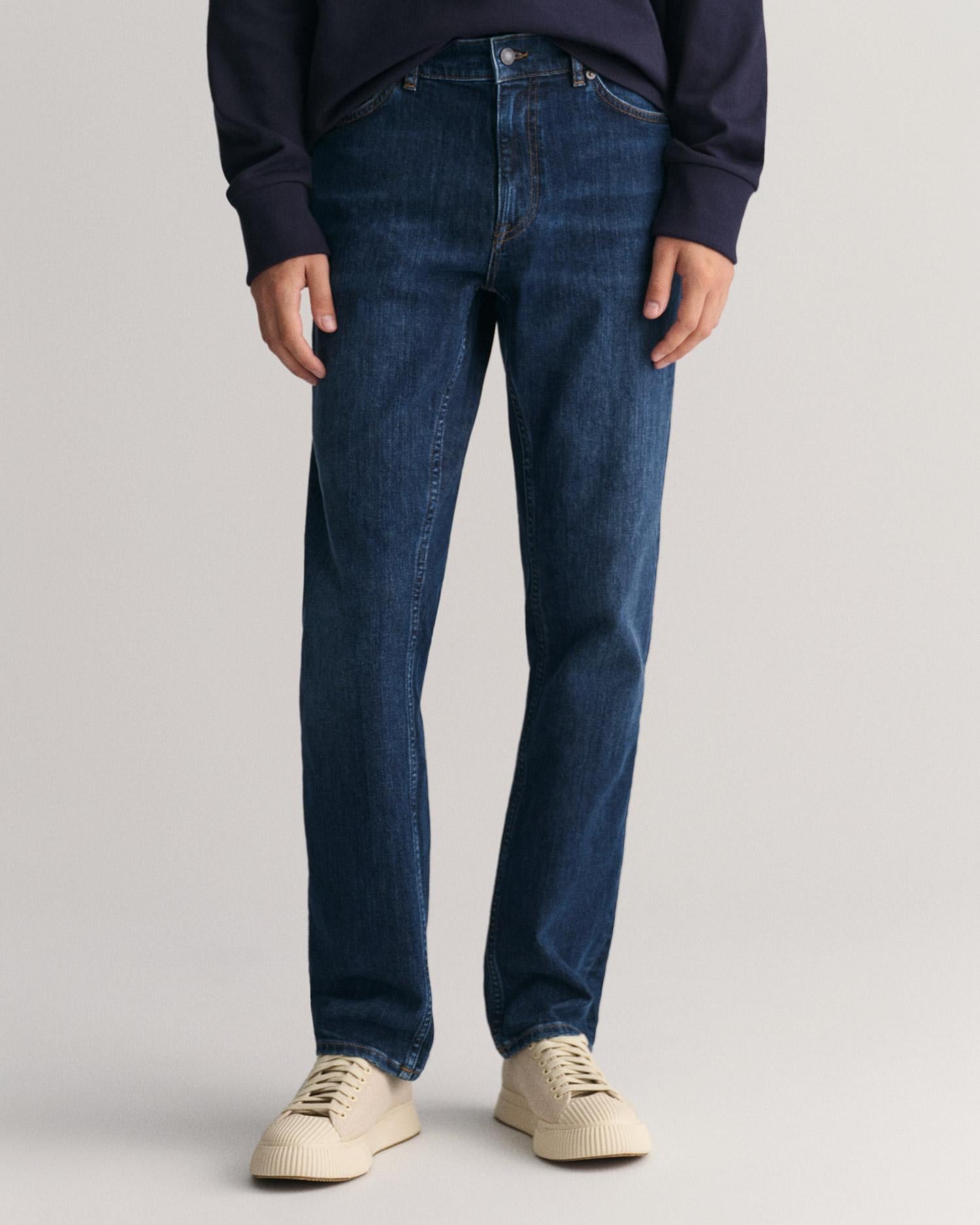 GANT Erkek Lacivert Regular Fit Jean Pantolon
