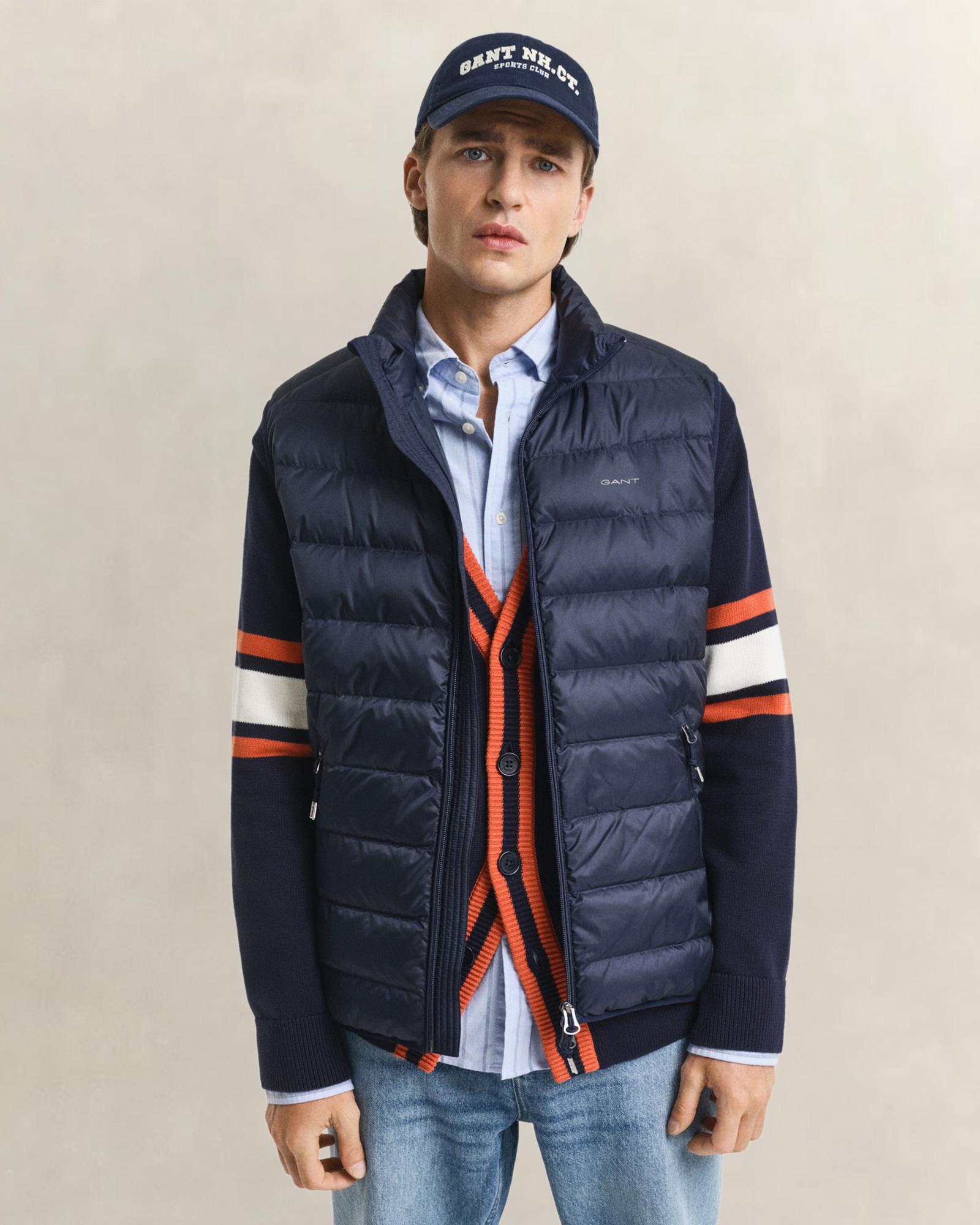 GANT Erkek Lacivert Regular Fit Dik Yaka Kaz Tüyü Yelek