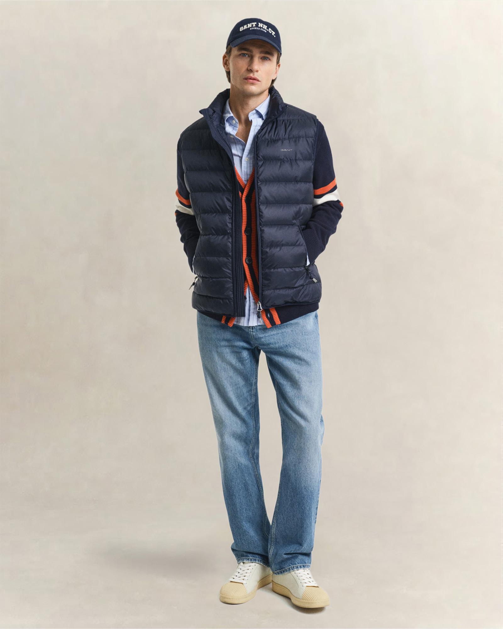 GANT Erkek Lacivert Regular Fit Dik Yaka Kaz Tüyü Yelek