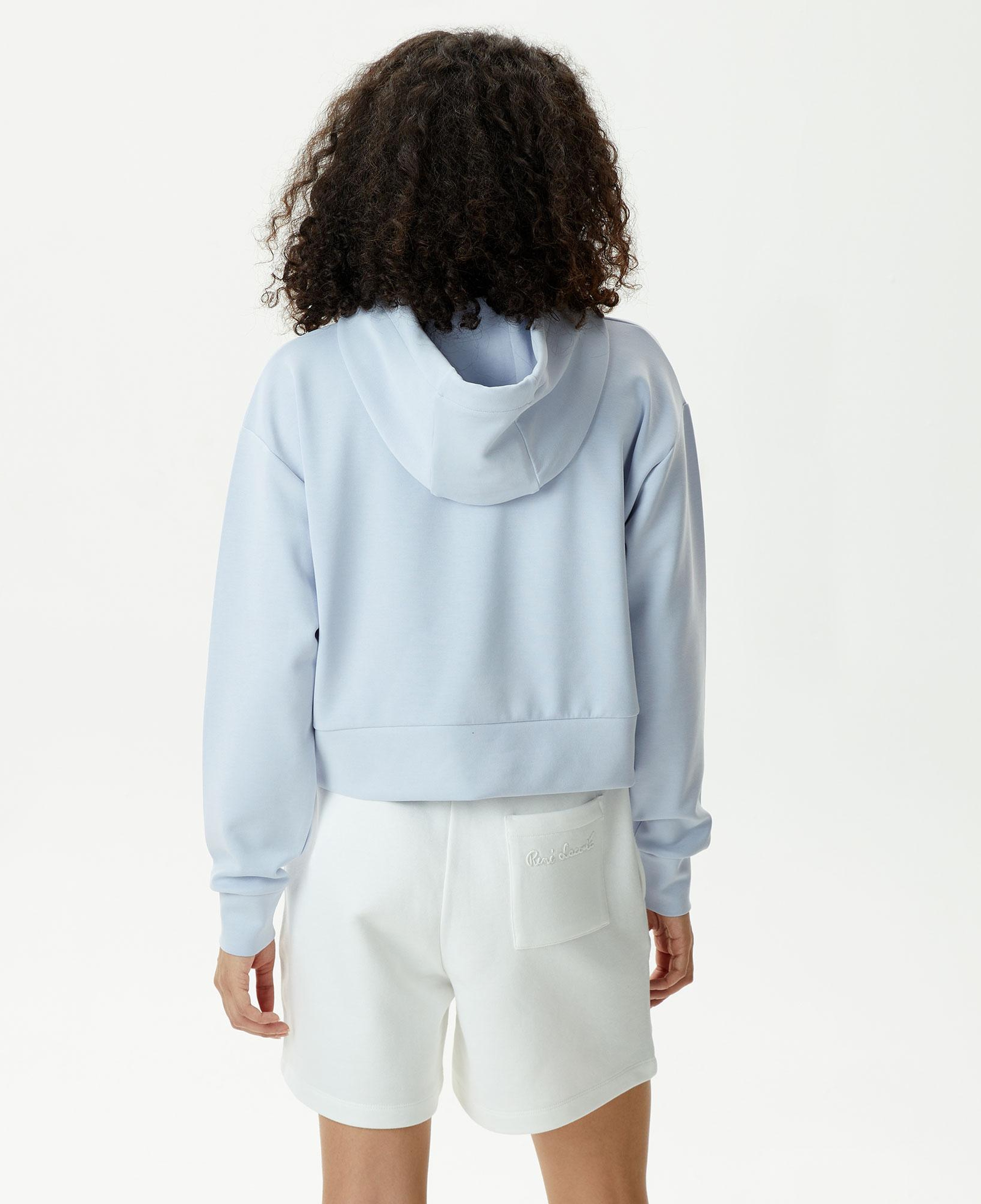 Kadın Relaxed Fit Kapüşonlu Baskılı Mavi Modal Karışımlı Sweatshirt
