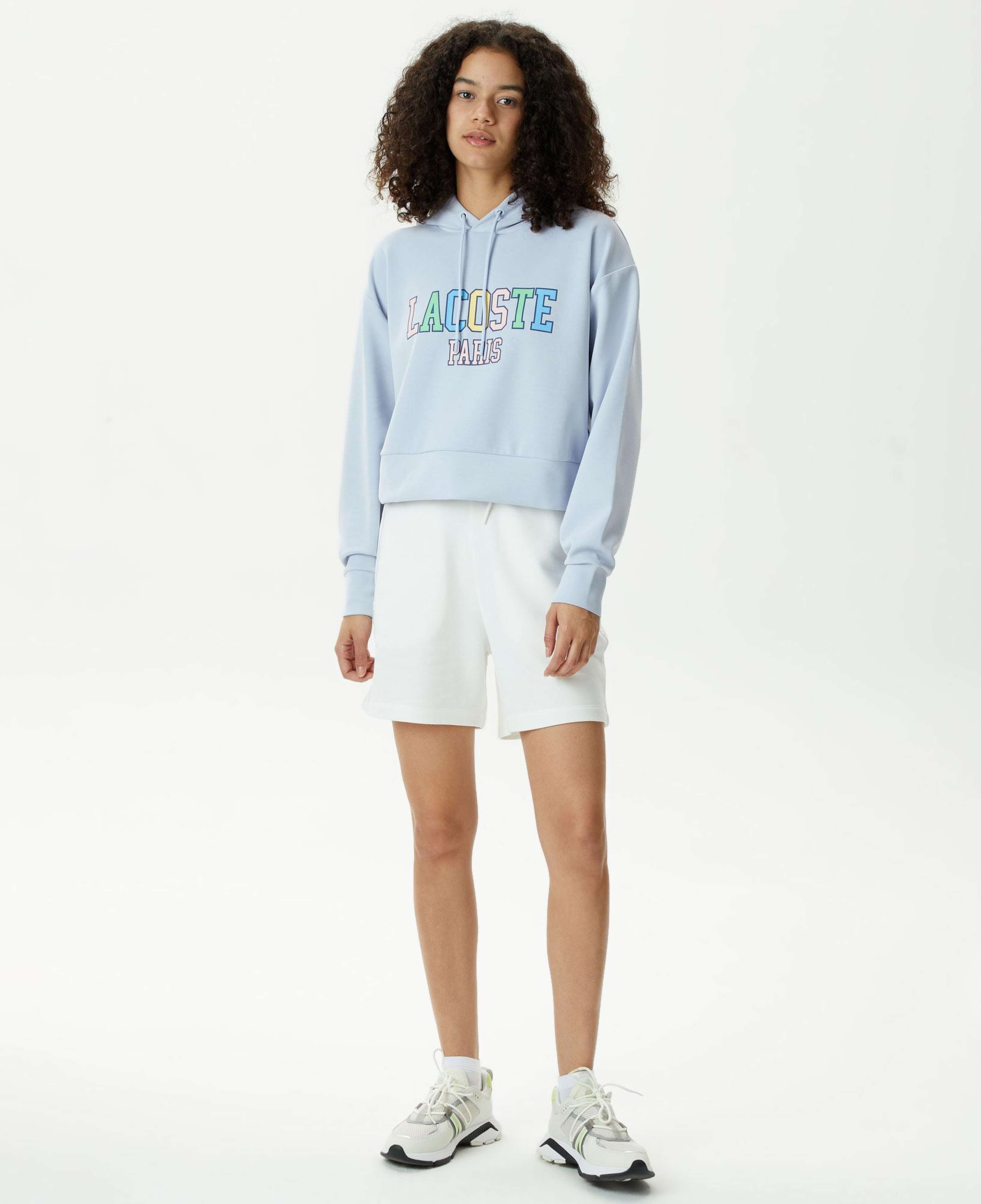 Kadın Relaxed Fit Kapüşonlu Baskılı Mavi Modal Karışımlı Sweatshirt