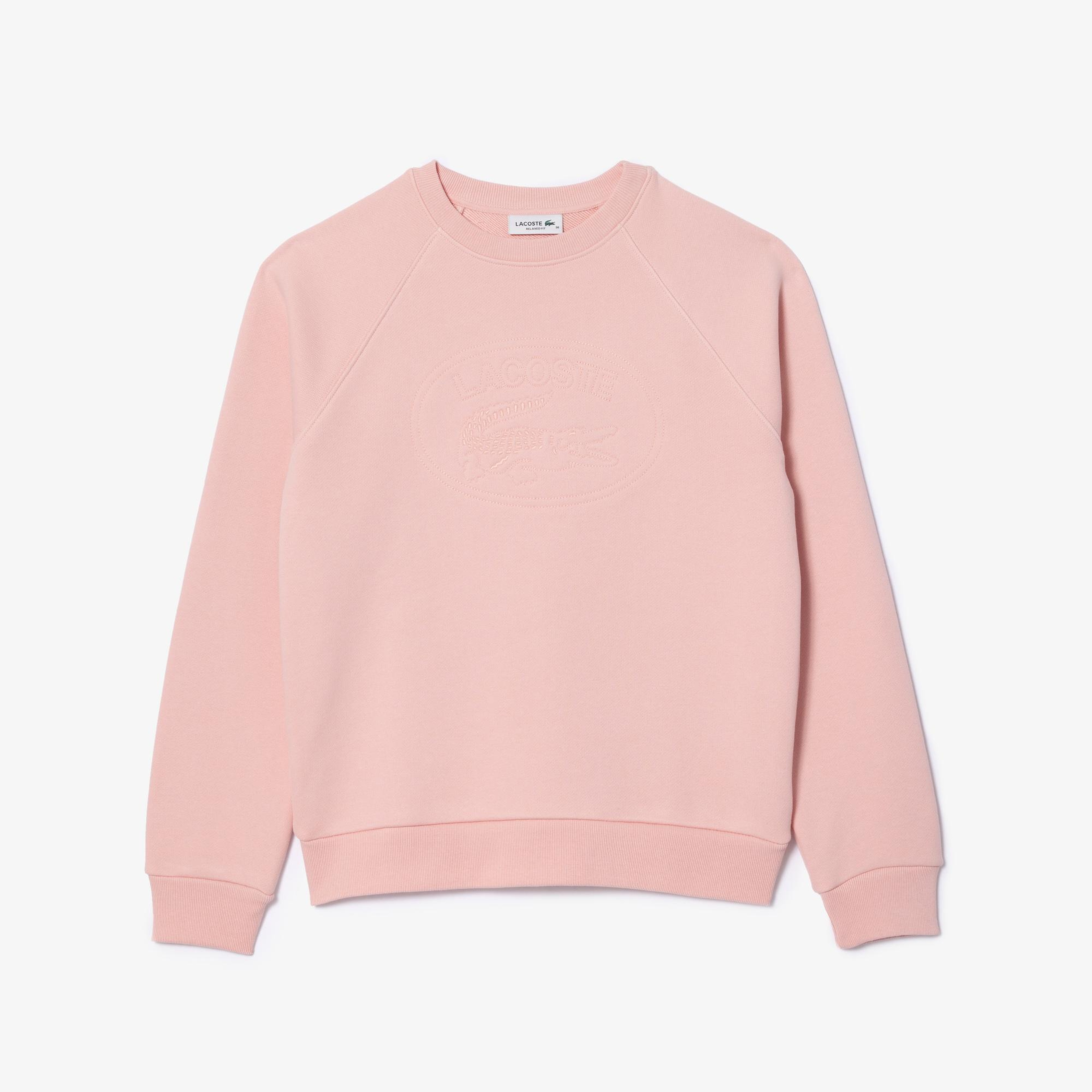 Kadın Bisiklet Yaka Baskılı Pembe Sweatshirt