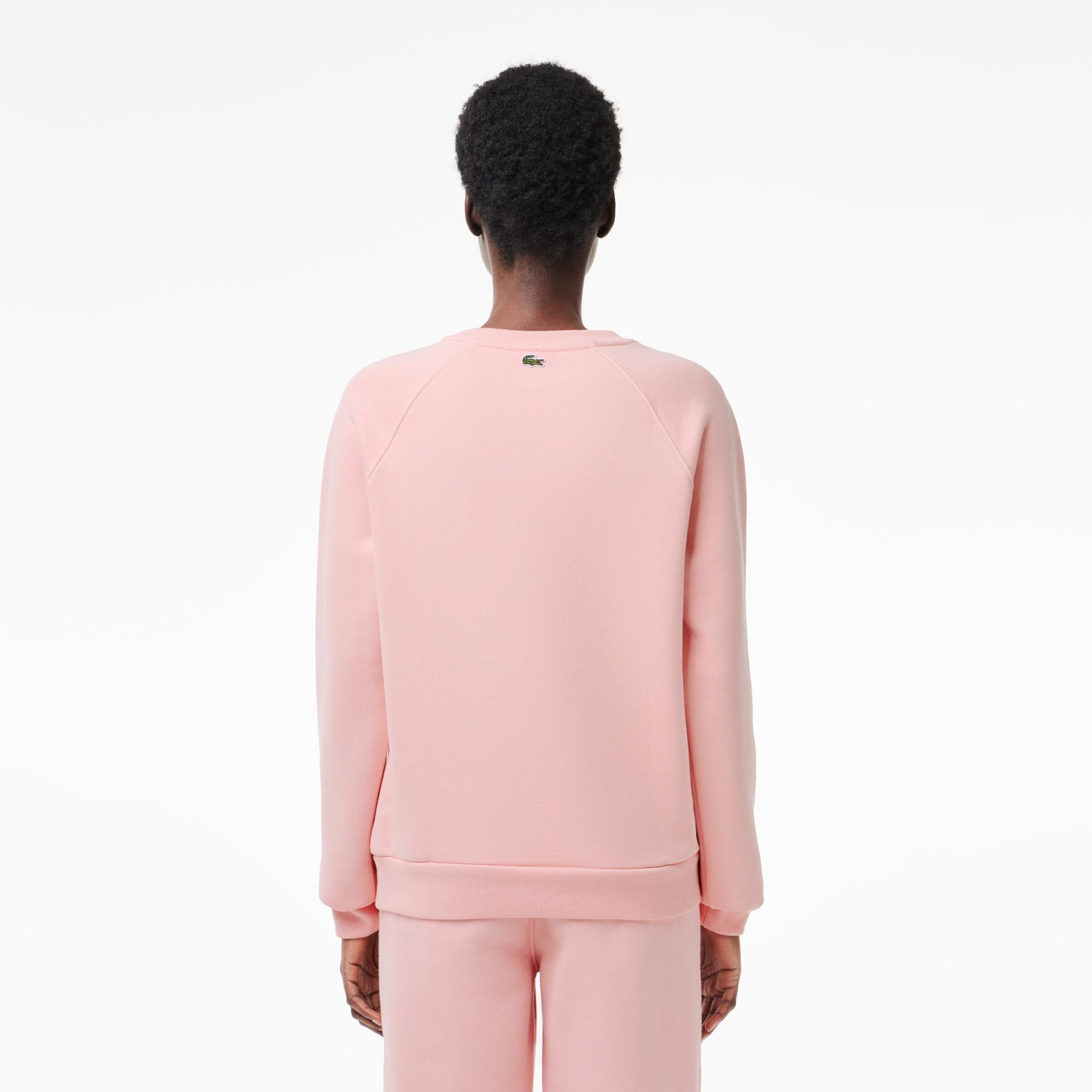 Kadın Bisiklet Yaka Baskılı Pembe Sweatshirt