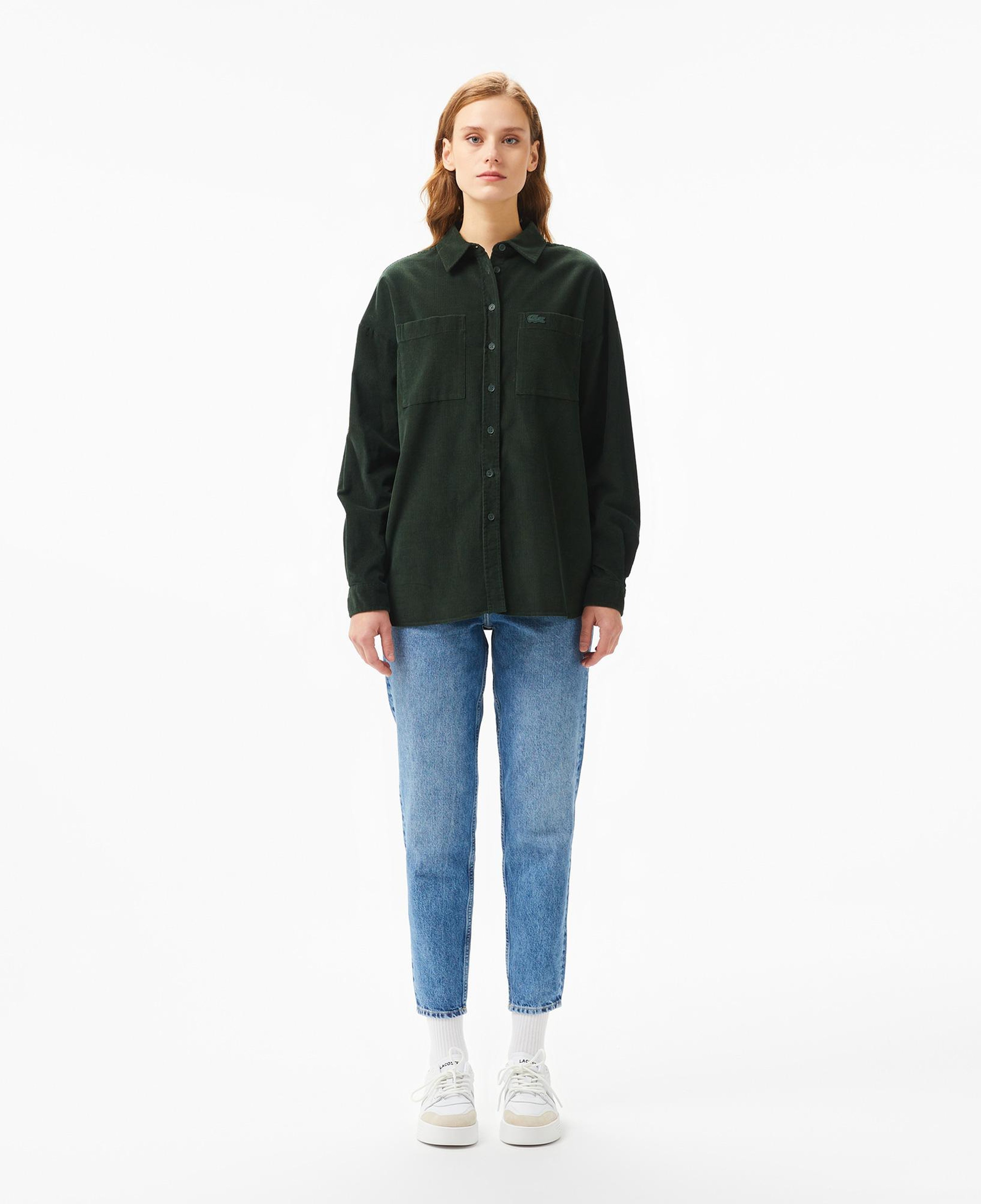 Kadın Relaxed Fit Koyu Yeşil Gömlek
