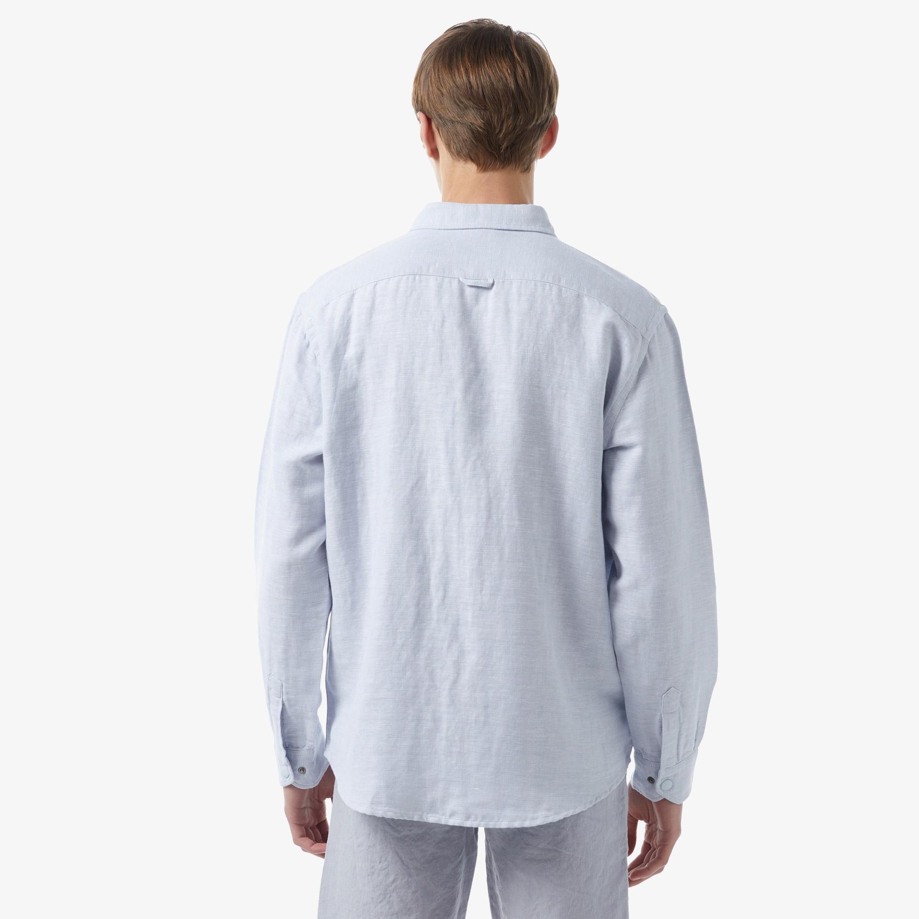 Lacoste Erkek Relaxed Fit Mavi Keten Karışımlı Gömlek