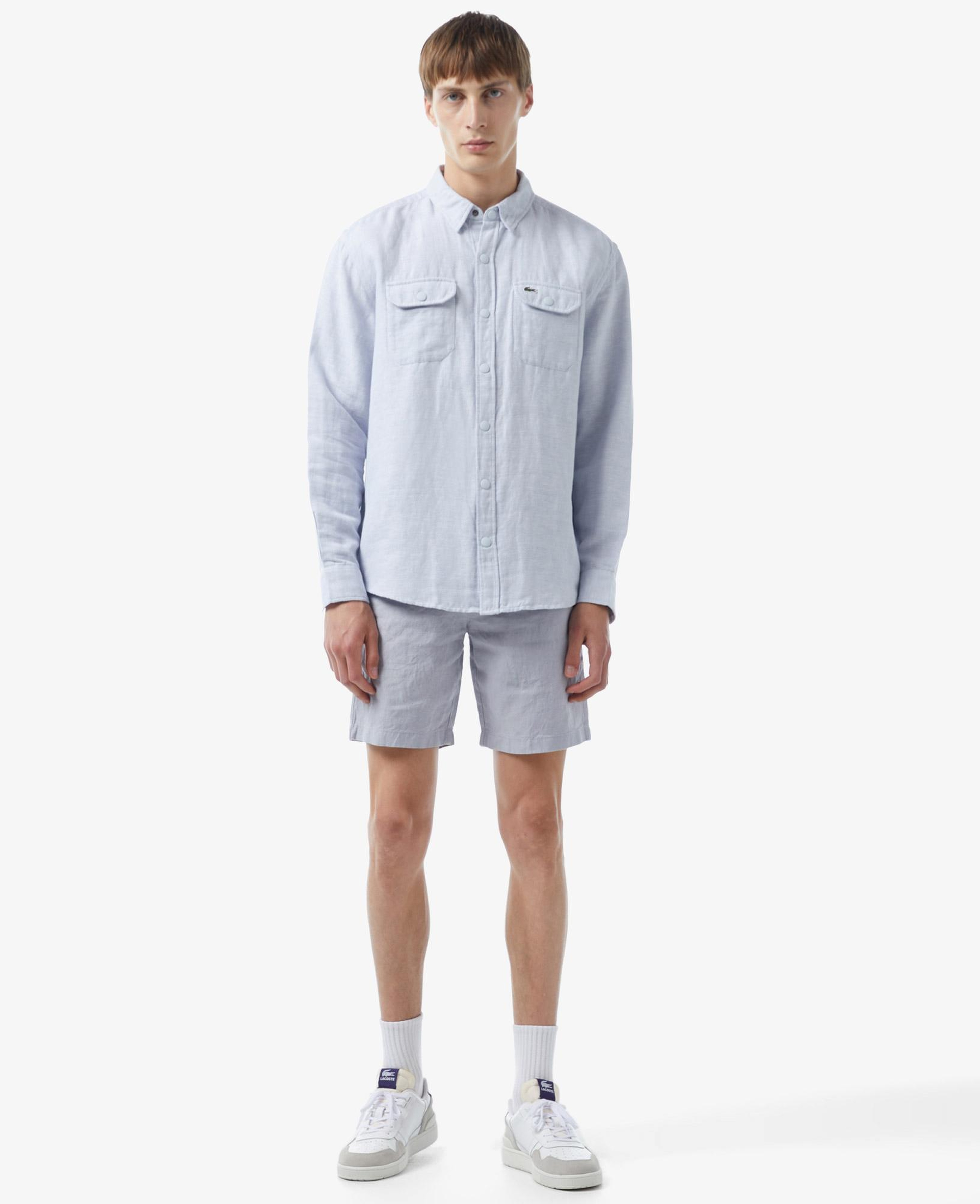 Lacoste Erkek Relaxed Fit Mavi Keten Karışımlı Gömlek