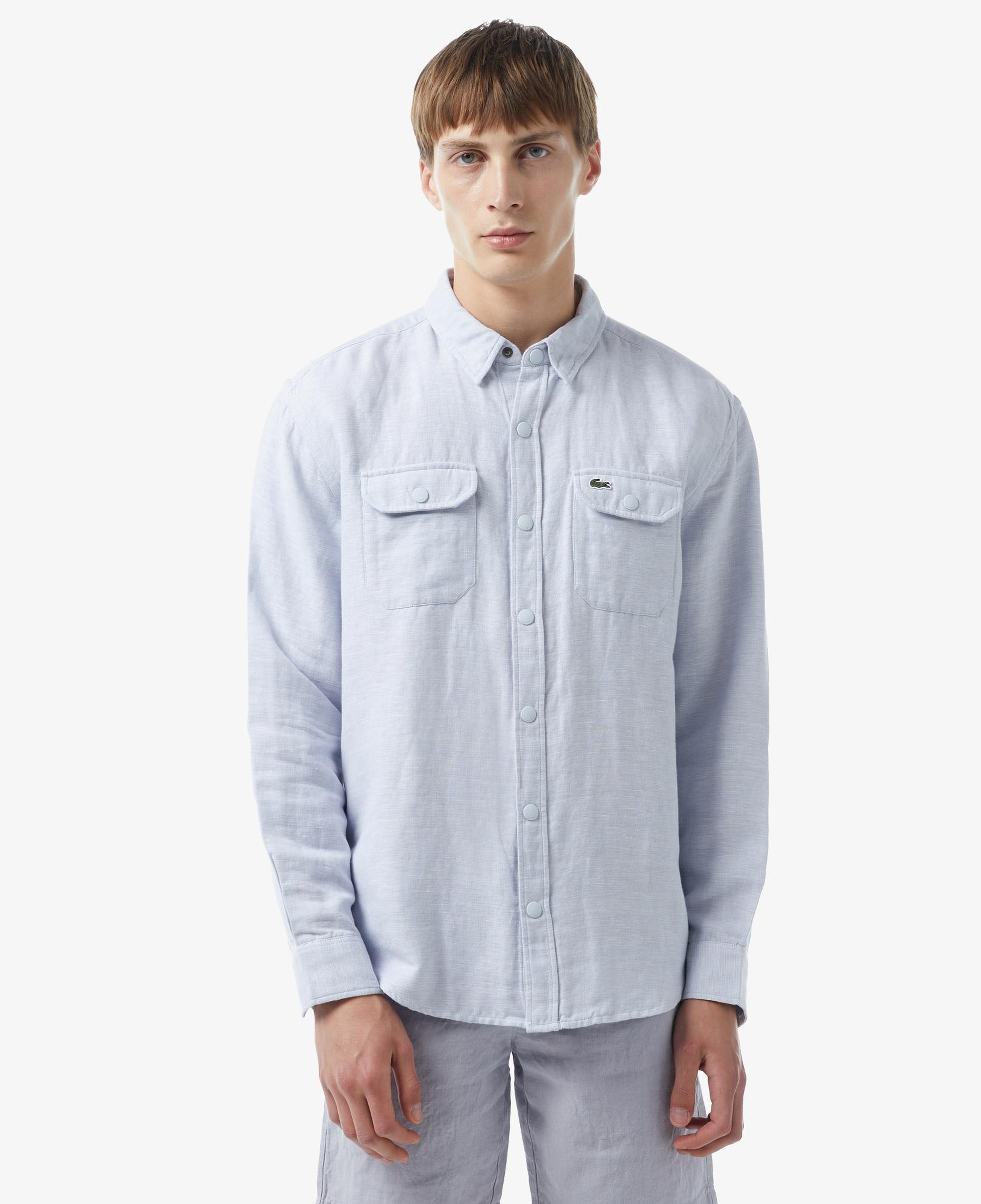 Lacoste Erkek Relaxed Fit Mavi Keten Karışımlı Gömlek