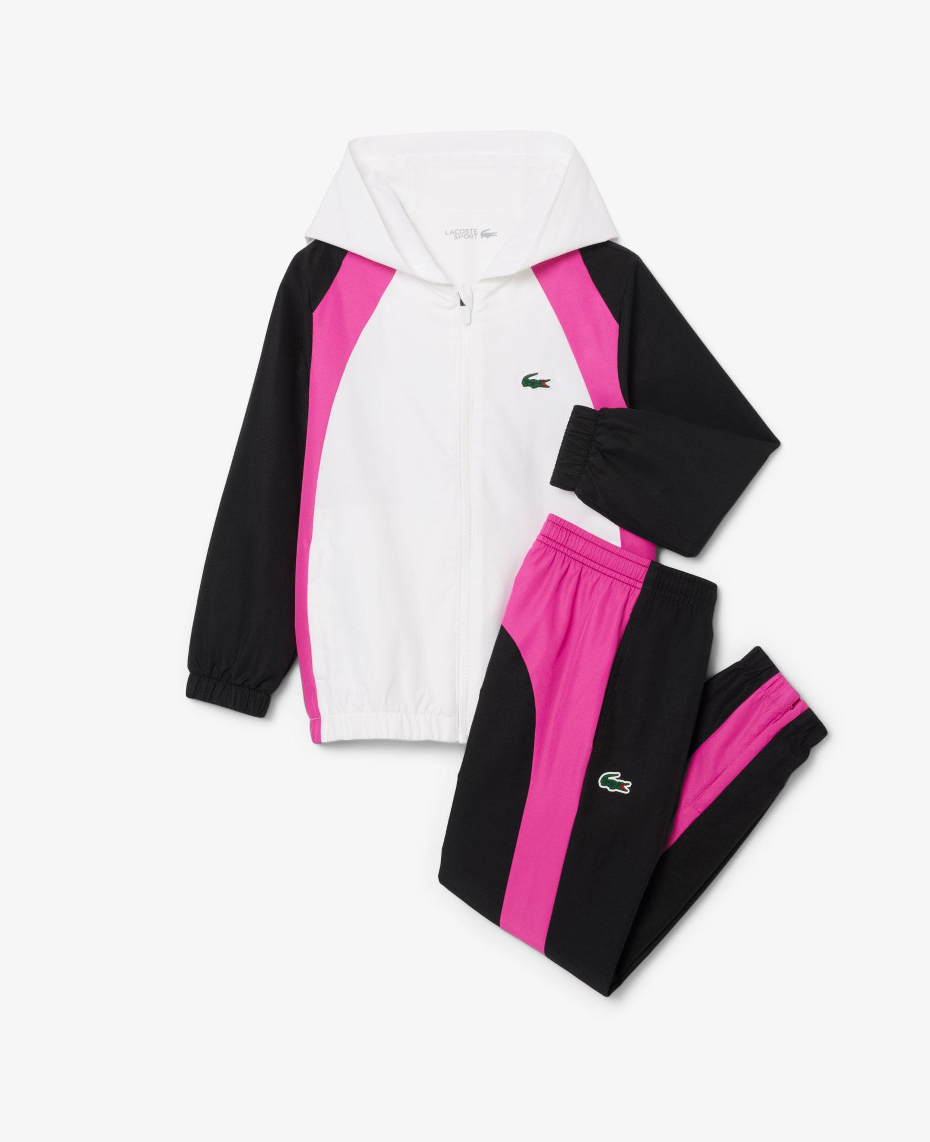 Lacoste Erkek Çocuk Kapüşonlu Renk Bloklu Beyaz Eşofman Takımı