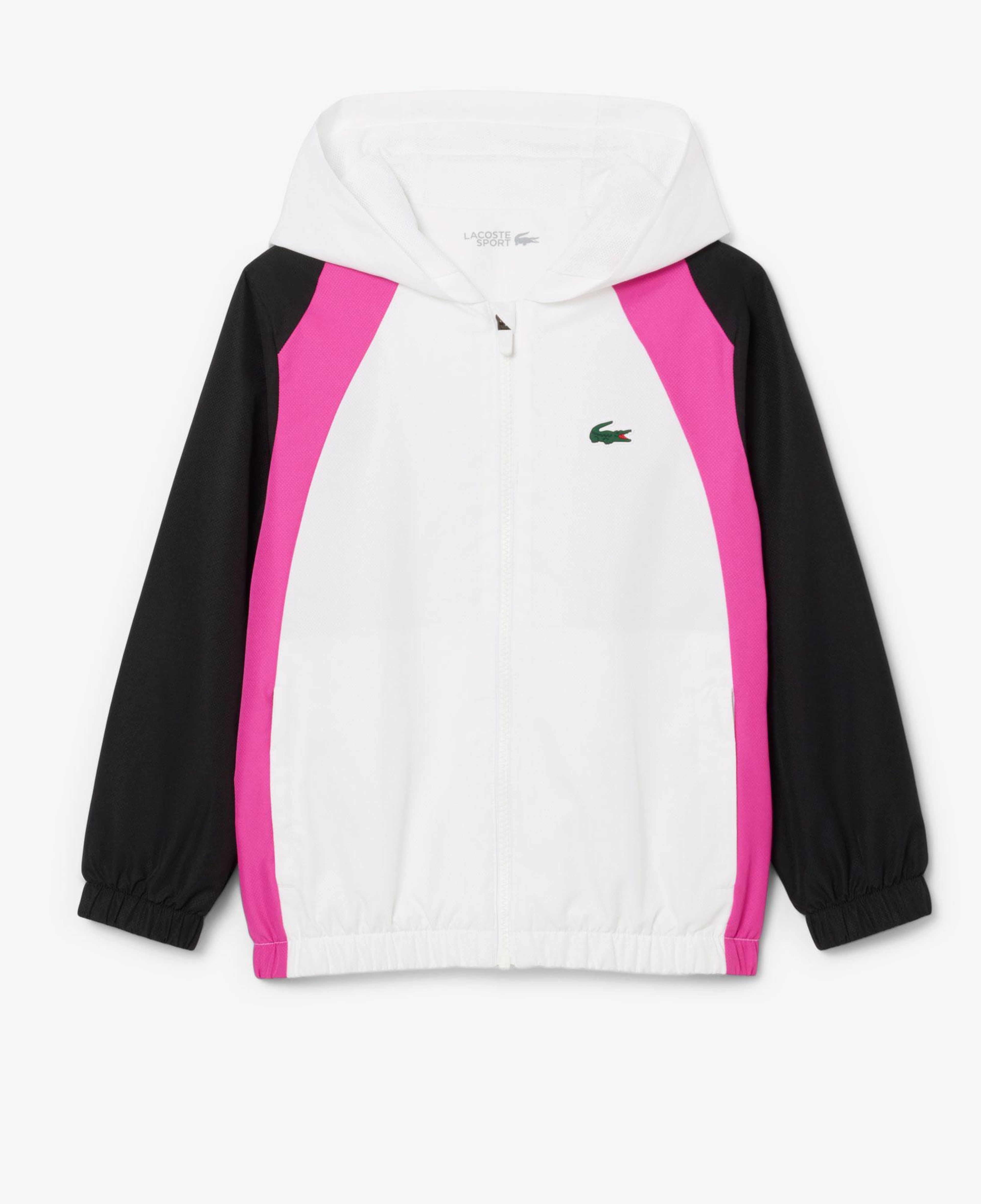 Lacoste Erkek Çocuk Kapüşonlu Renk Bloklu Beyaz Eşofman Takımı