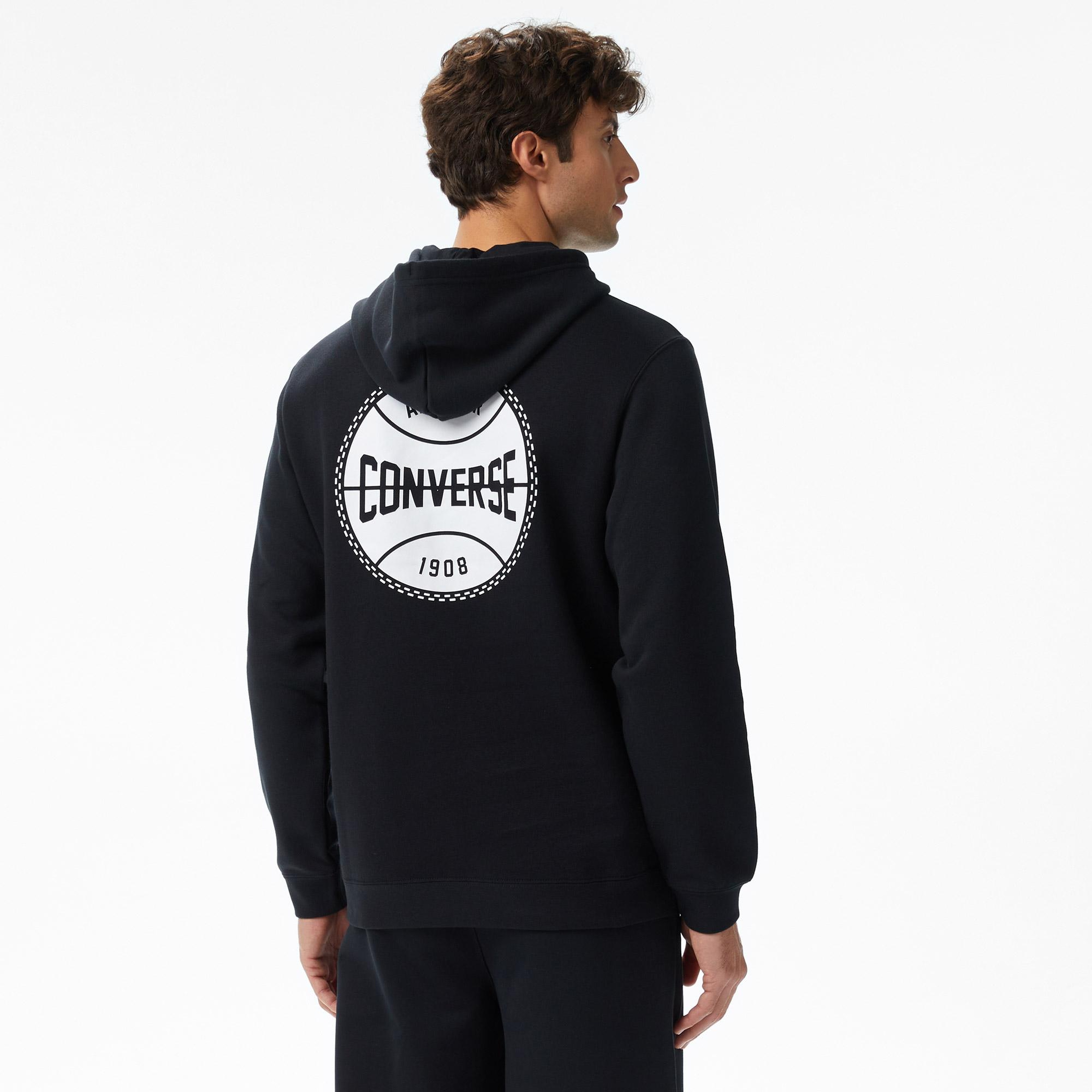 Converse Classic Erkek Grafik Baskılı Siyah Hoodie