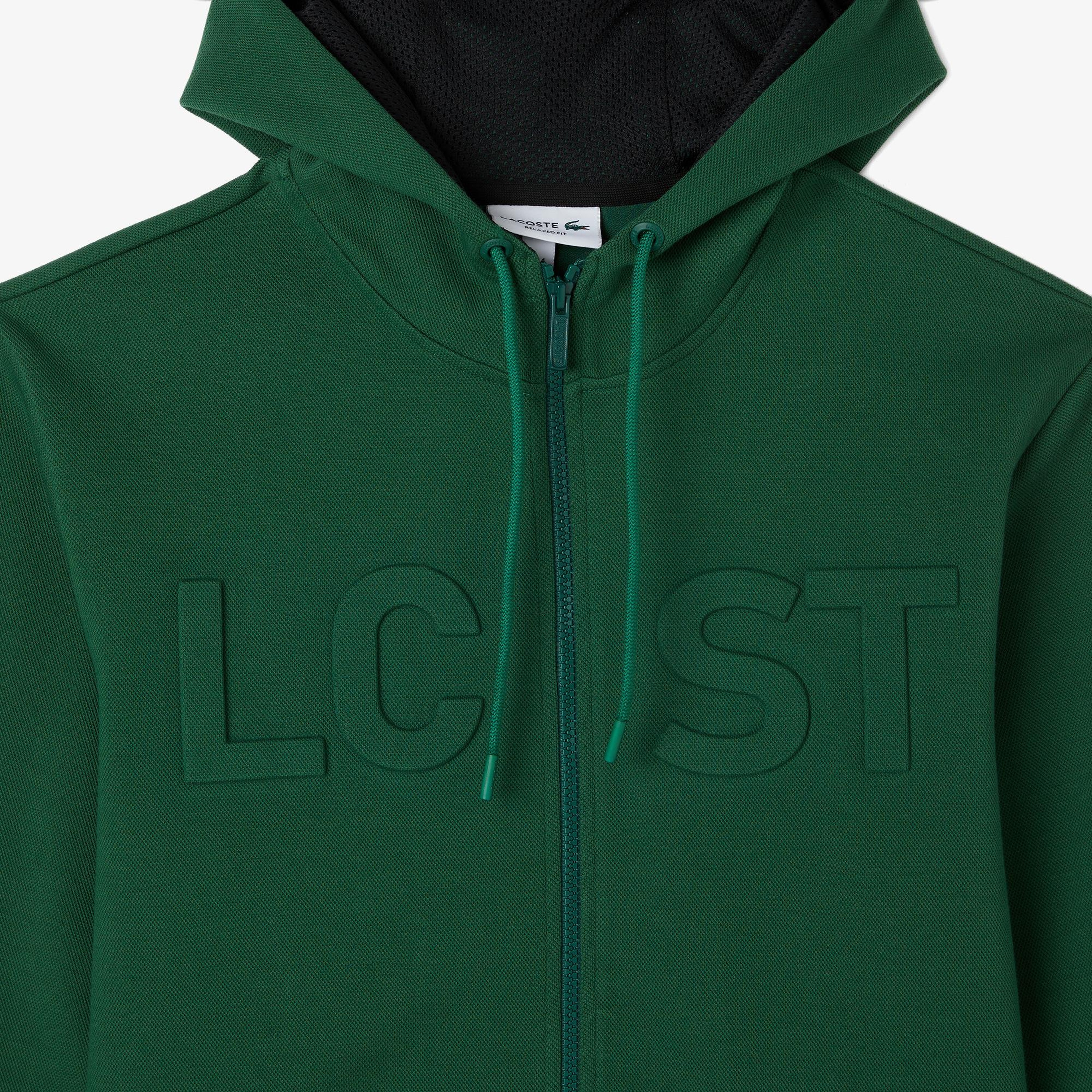 Erkek Relaxed Fit Kapüşonlu Baskılı Yeşil Sweatshirt