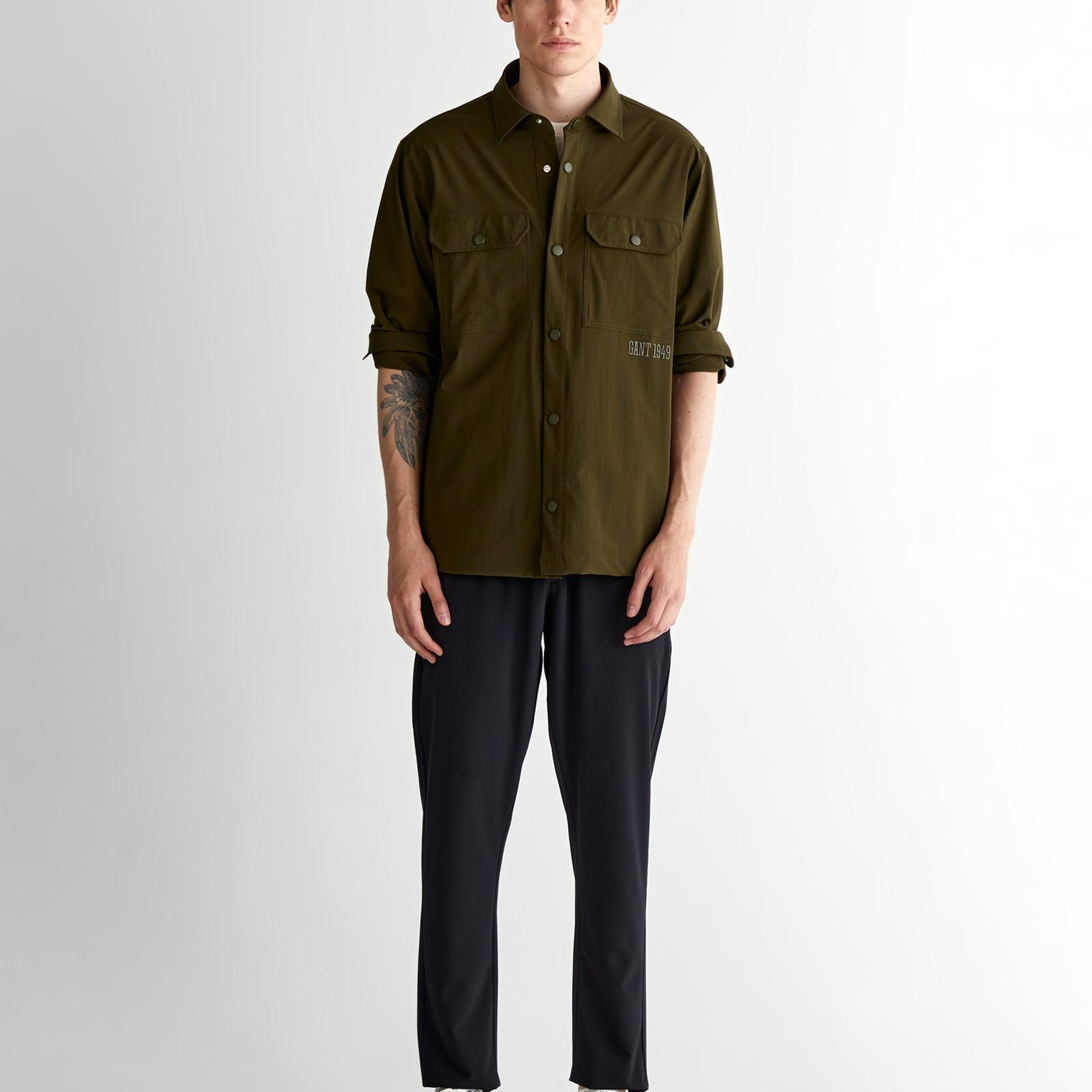 GANT Erkek Yeşil Relaxed Fit Klasik Yaka Gömlek