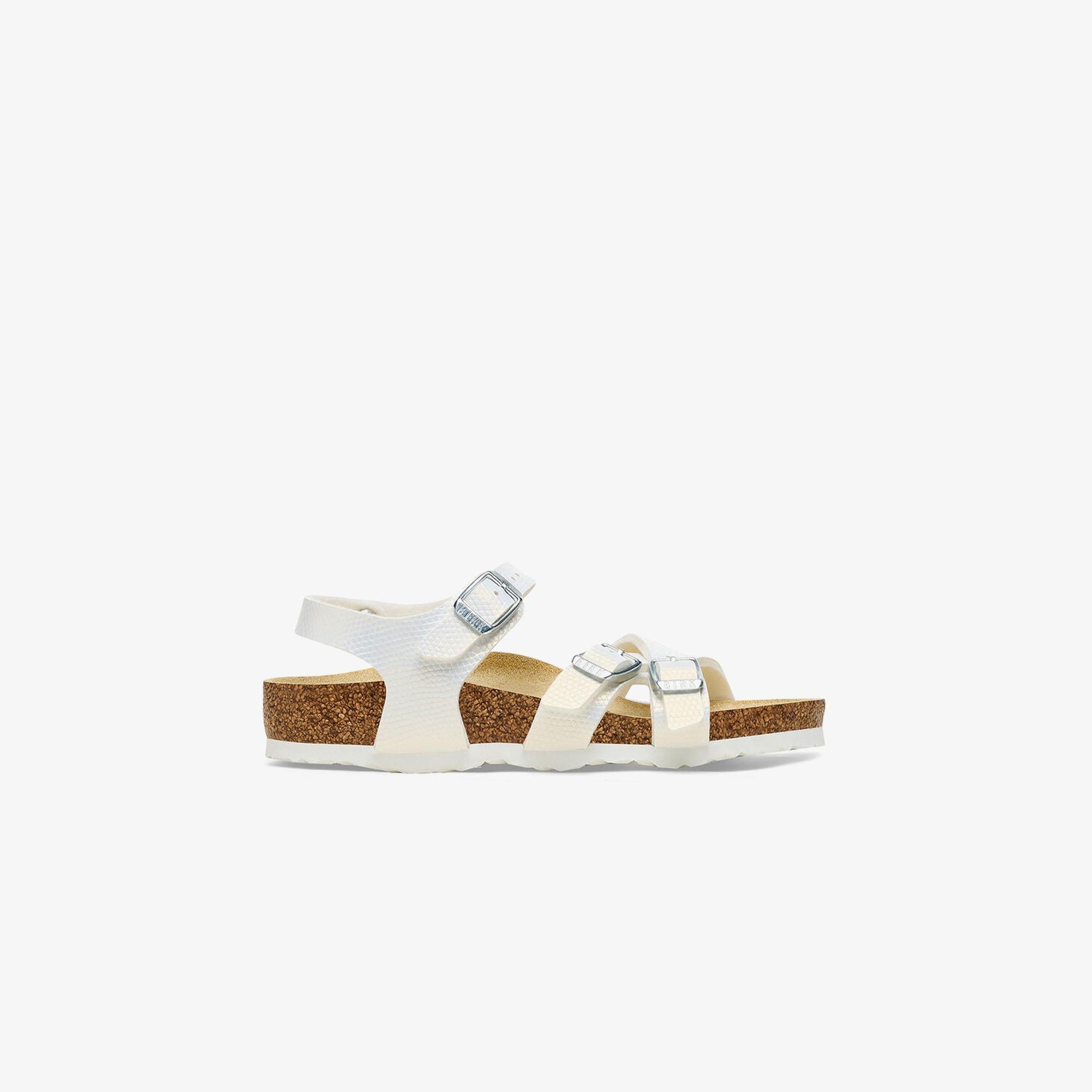 Birkenstock Kumba Bf Shiny Lizard Embossed Çocuk Beyaz Terlik