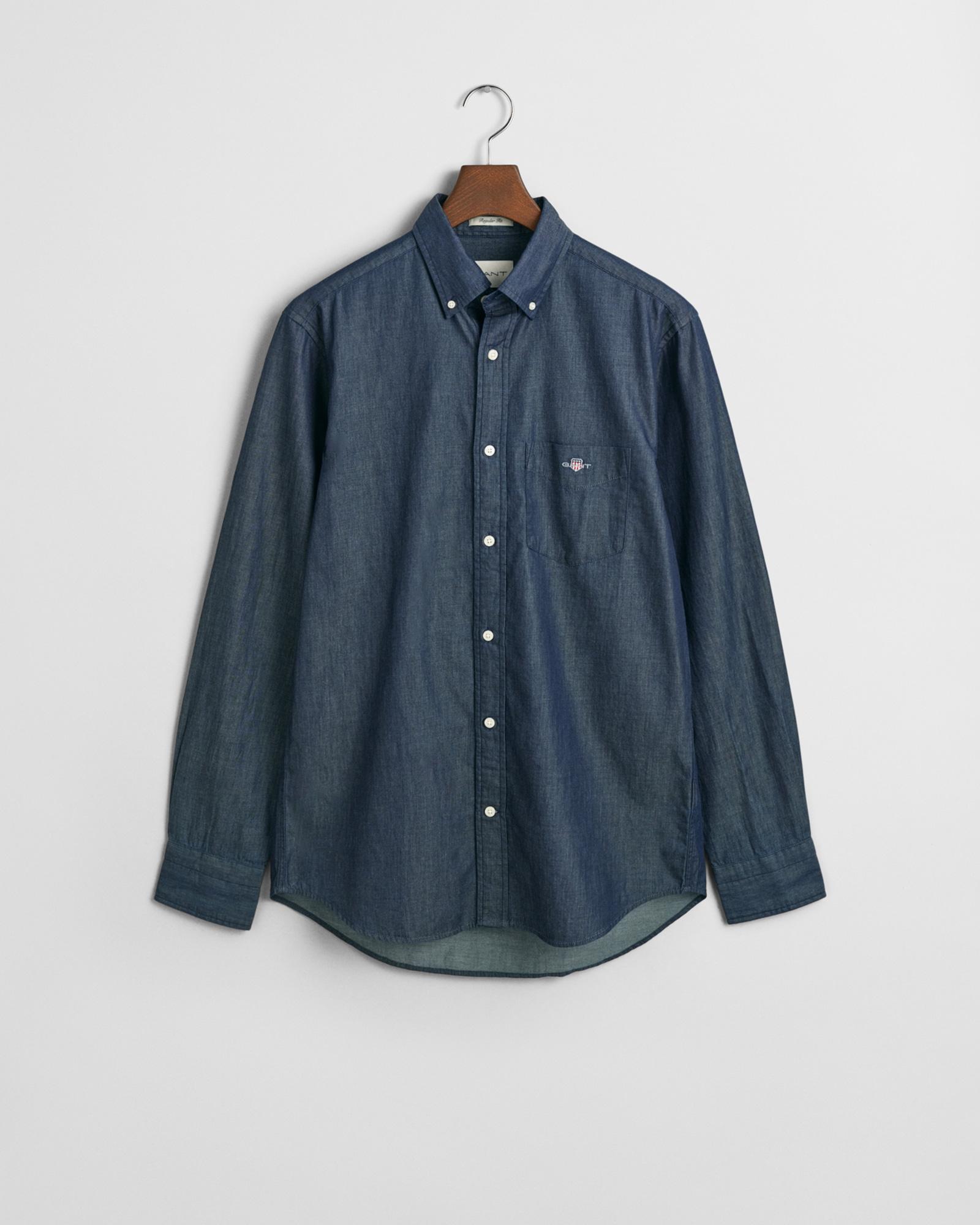 GANT Erkek Lacivert Regular Fit Düğmeli Yaka Gömlek