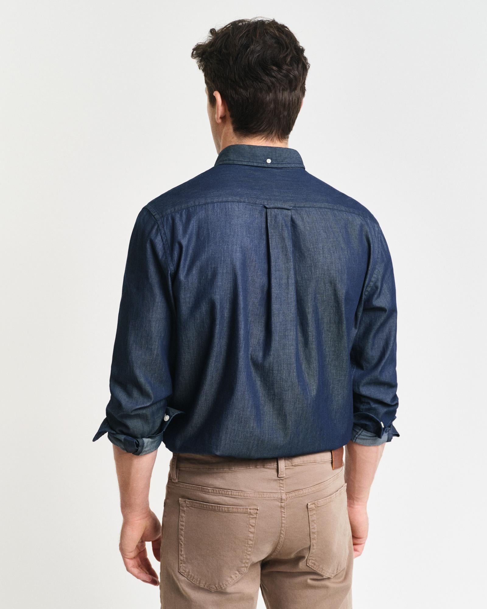 GANT Erkek Lacivert Regular Fit Düğmeli Yaka Gömlek