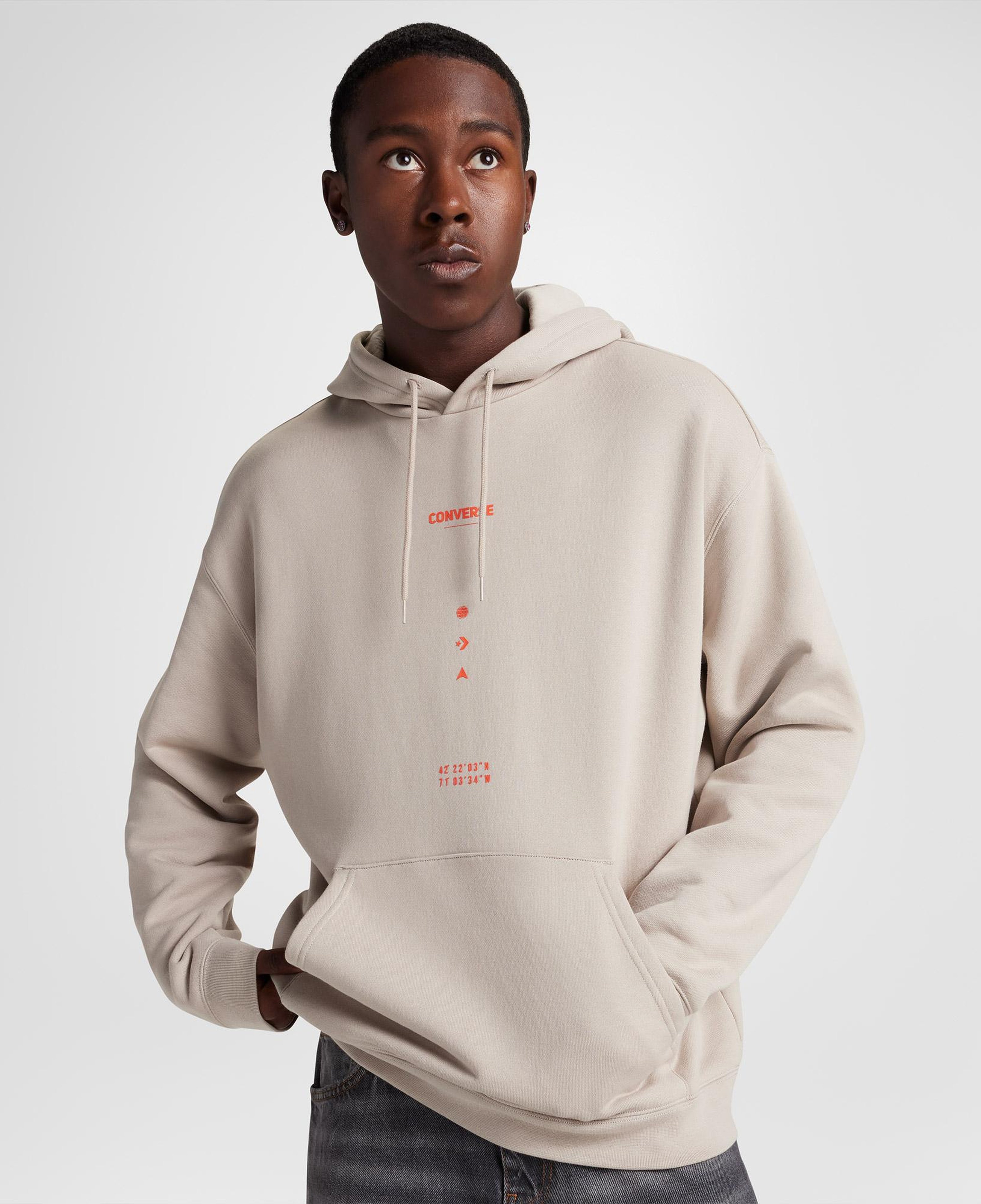 Converse Loose Fit Erkek Bej Hoodie