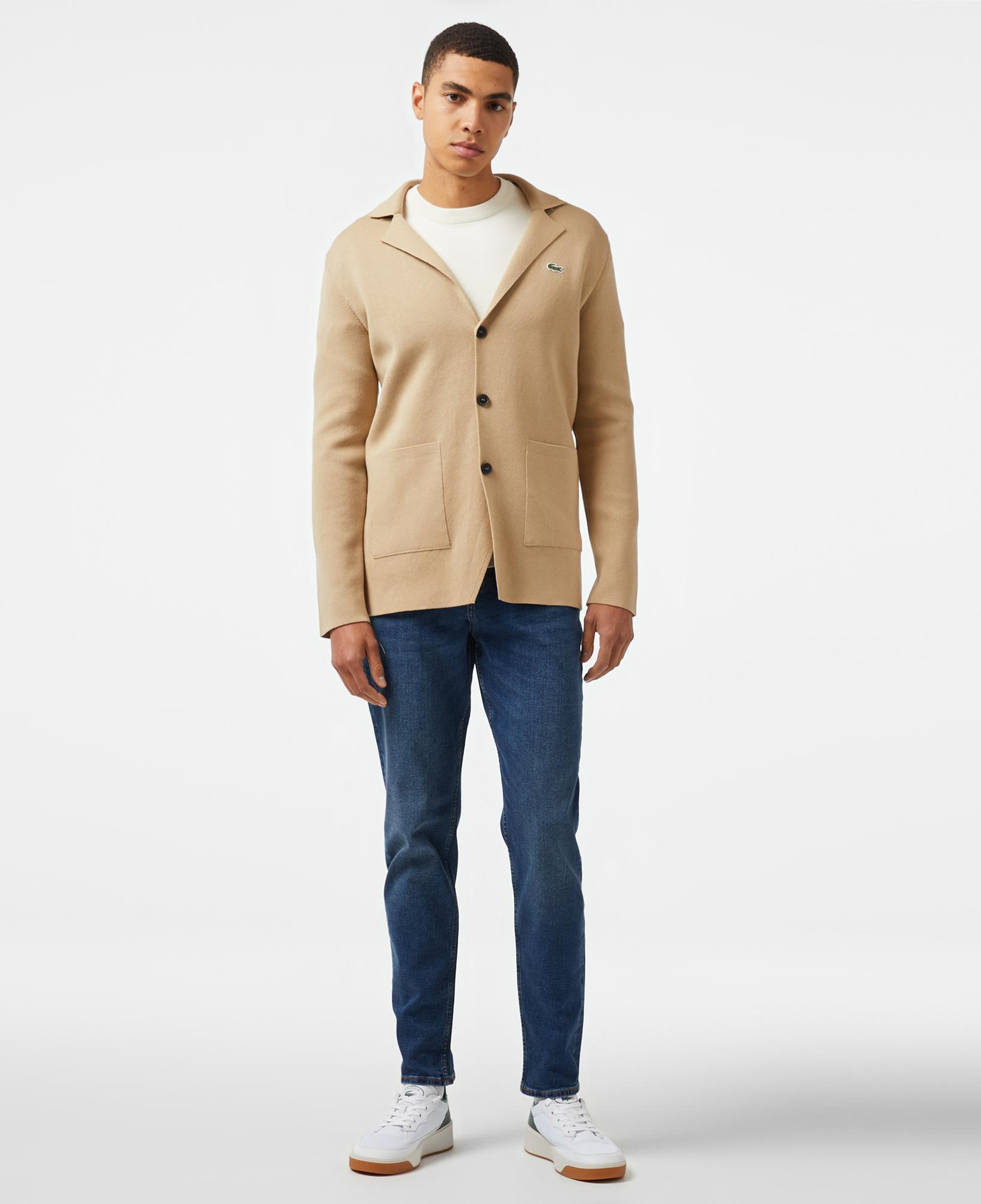 Lacoste Erkek Classic Fit V Yaka Kahverengi Hırka