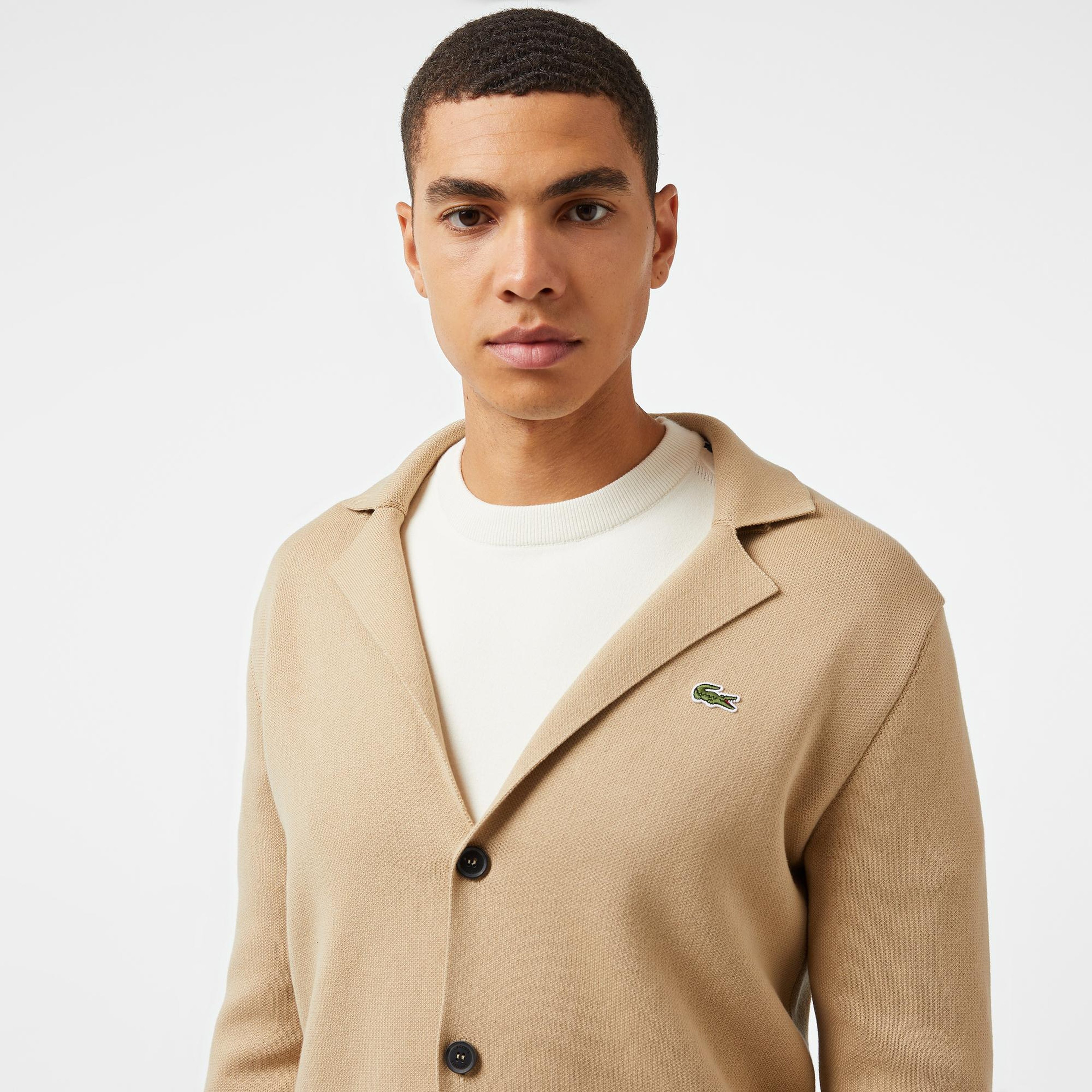 Lacoste Erkek Classic Fit V Yaka Kahverengi Hırka