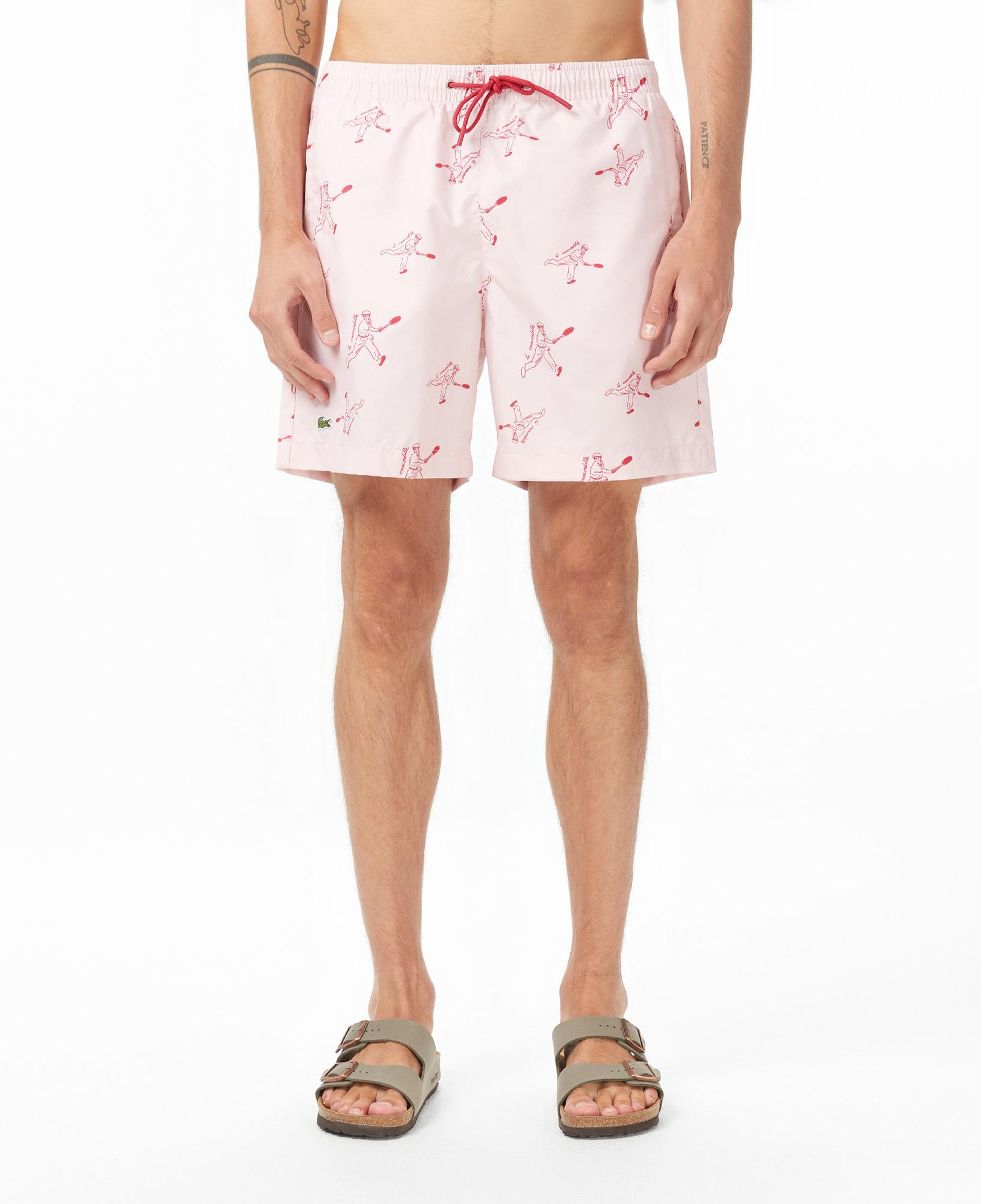 Lacoste Erkek Regular Fit Desenli Pembe Deniz Şortu