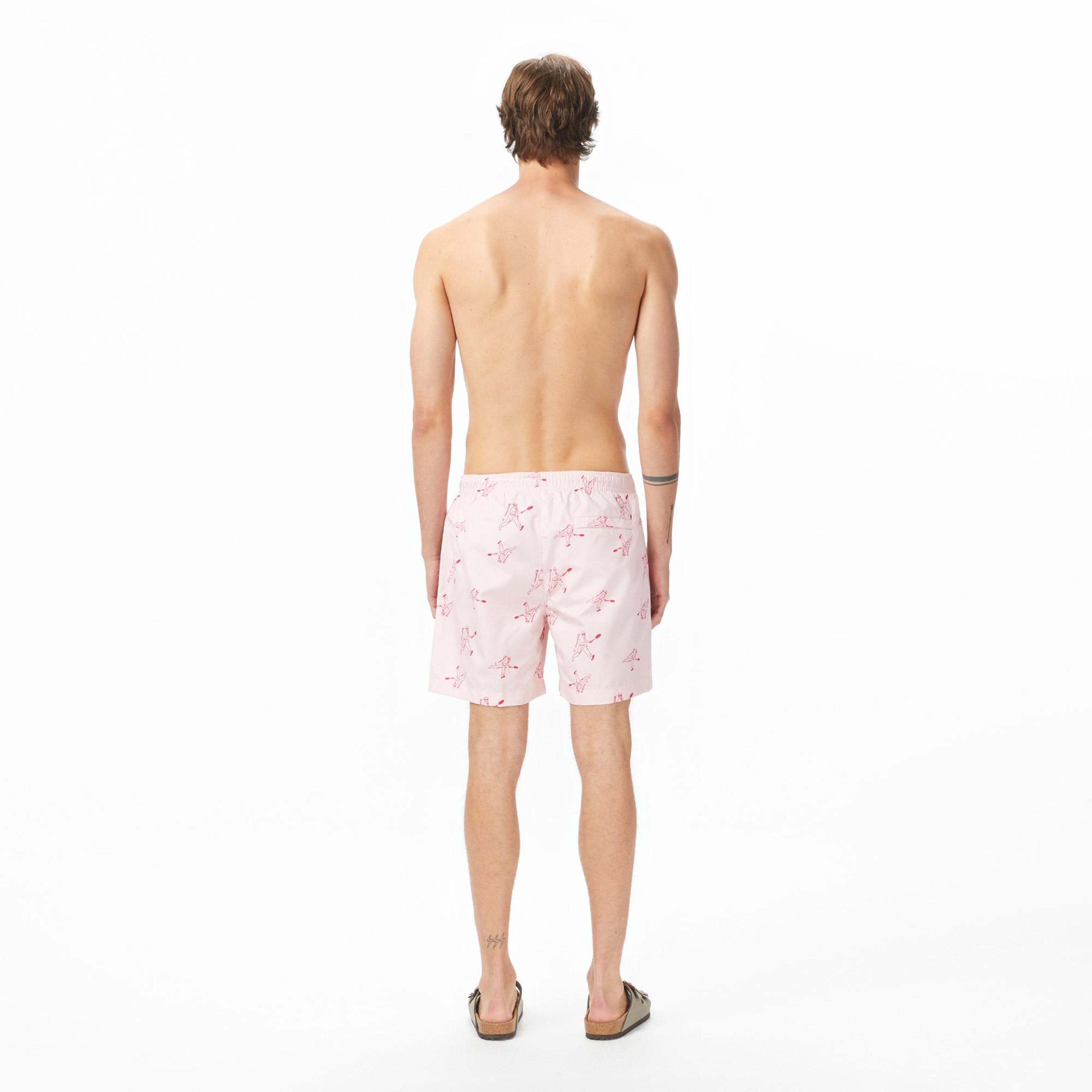Lacoste Erkek Regular Fit Desenli Pembe Deniz Şortu