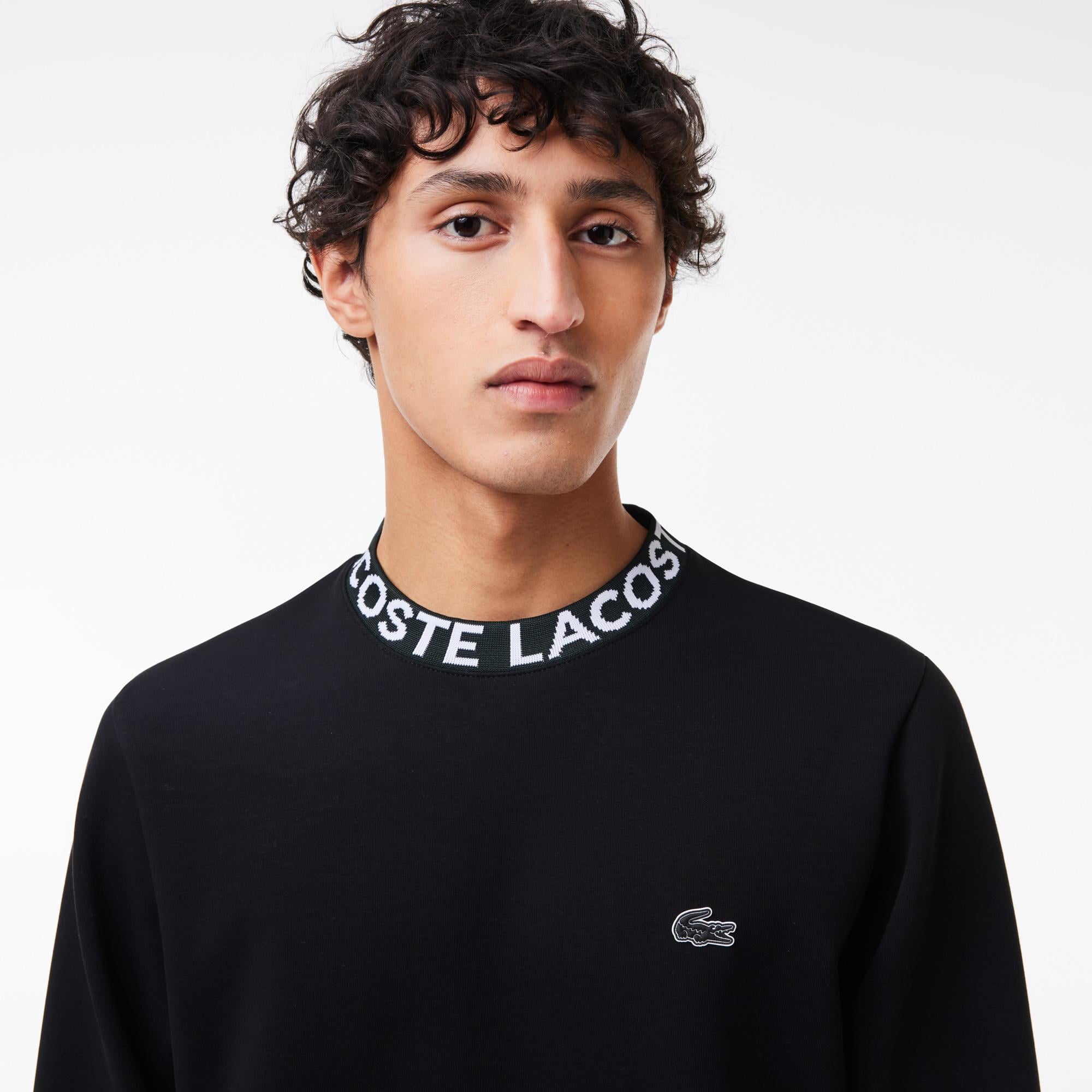 Erkek Classic Fit Bisiklet Yaka Baskılı Siyah Sweatshirt