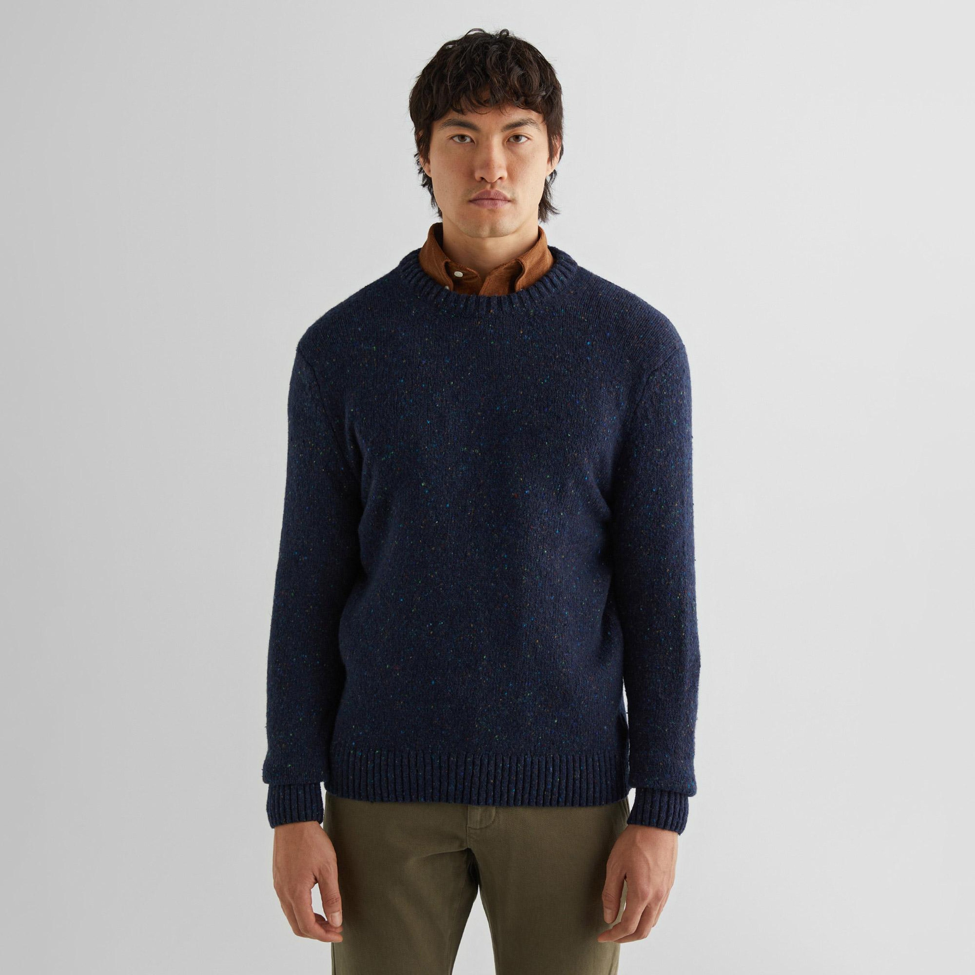GANT Erkek Lacivert Regular Fit Bisiklet Yaka Yün Karışımlı Kazak