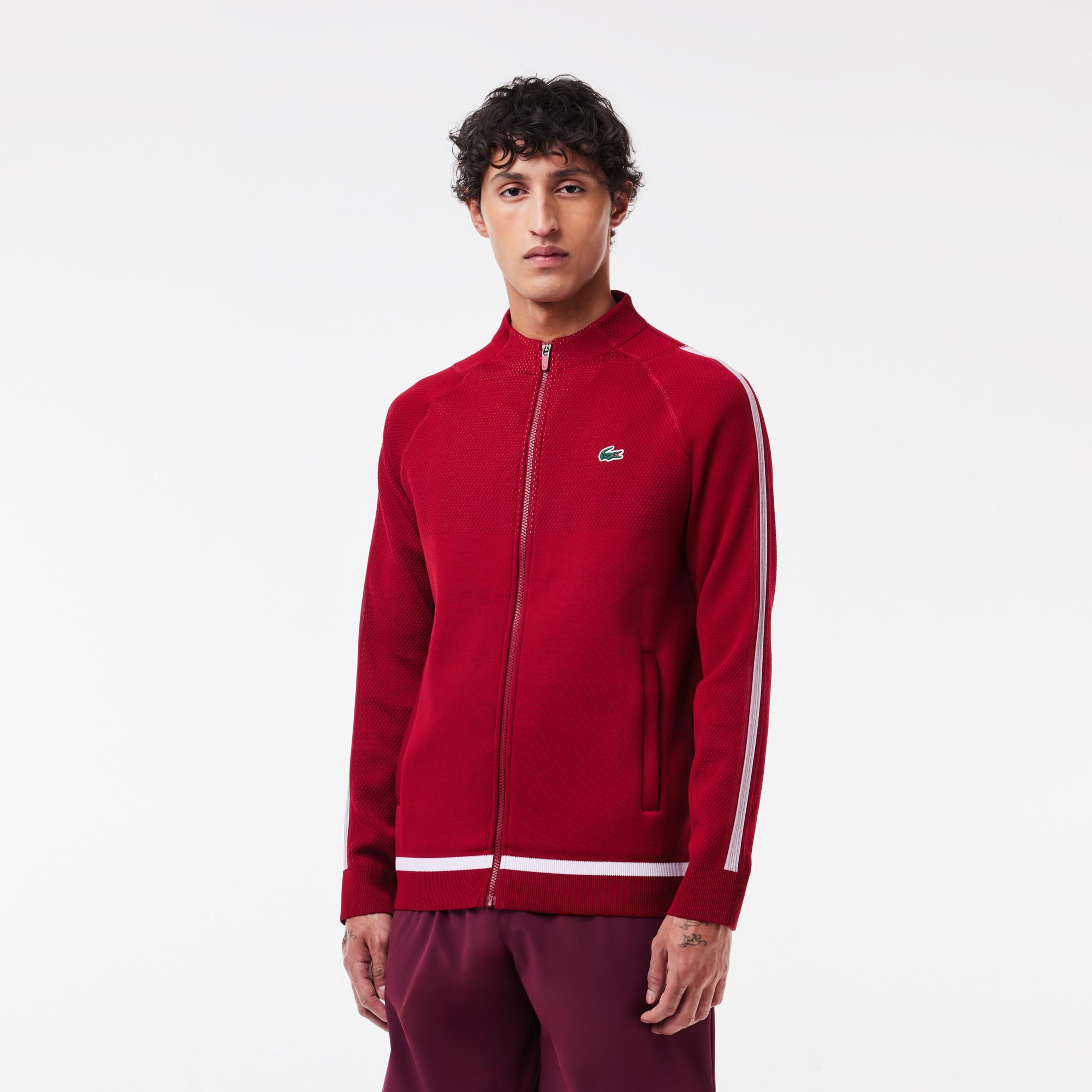 SPORT x Novak Djokovic Erkek Bisiklet Yaka Renk Bloklu Kırmızı Sweatshirt