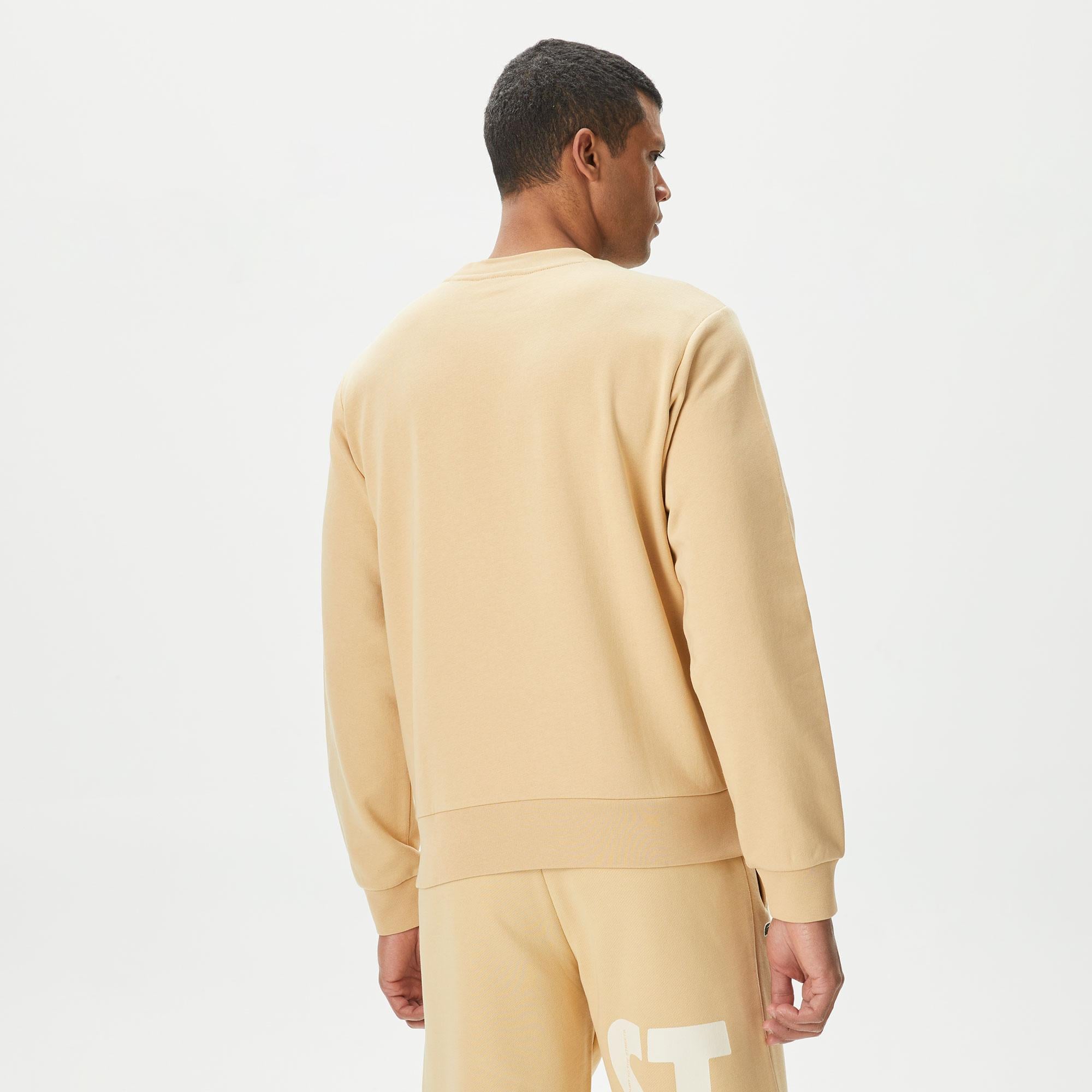 Erkek Classic Fit Bisiklet Yaka Organik Pamuk Bej Sweatshirt