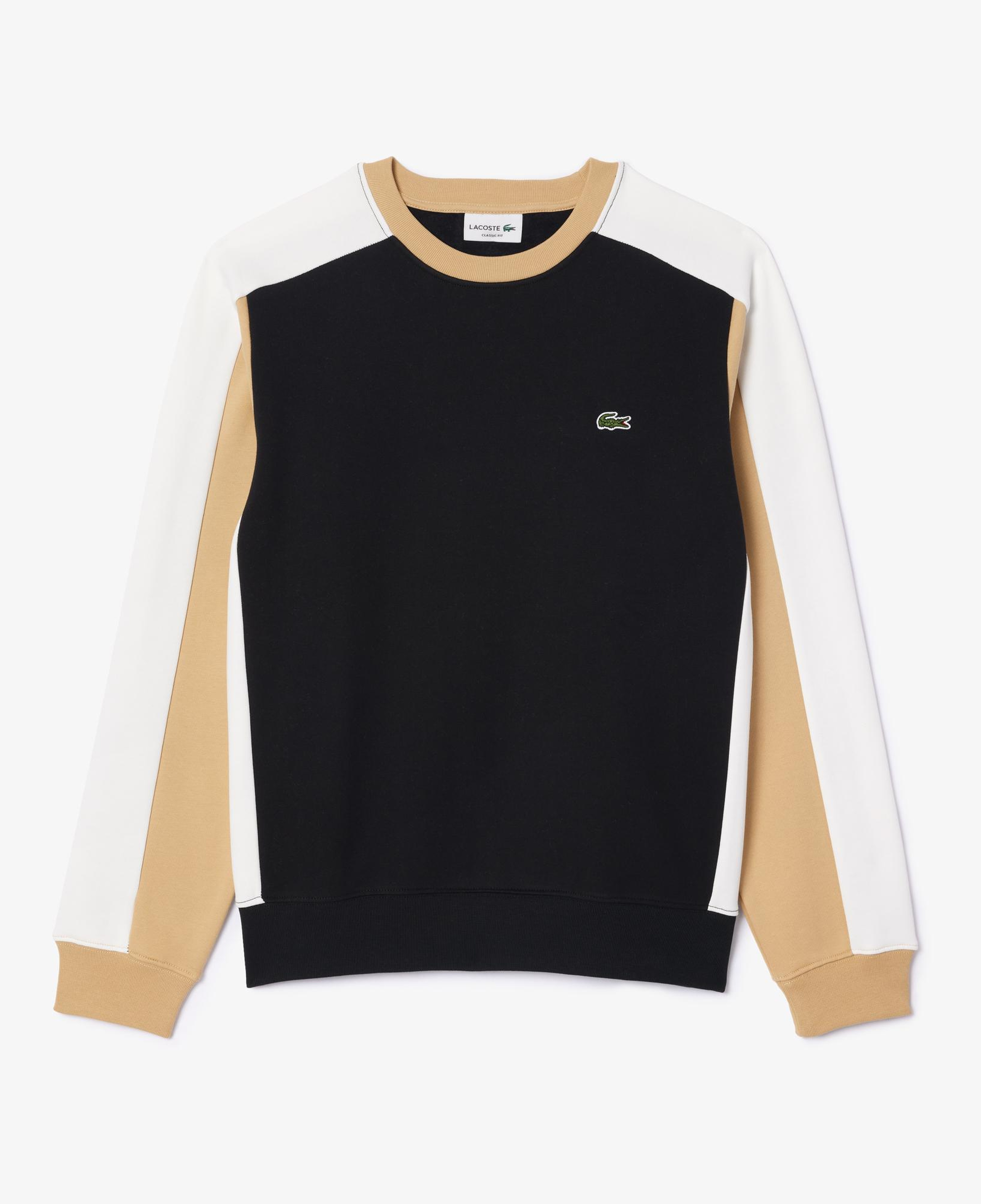 Erkek Classic Fit Bisiklet Yaka Renk Bloklu Siyah Sweatshirt