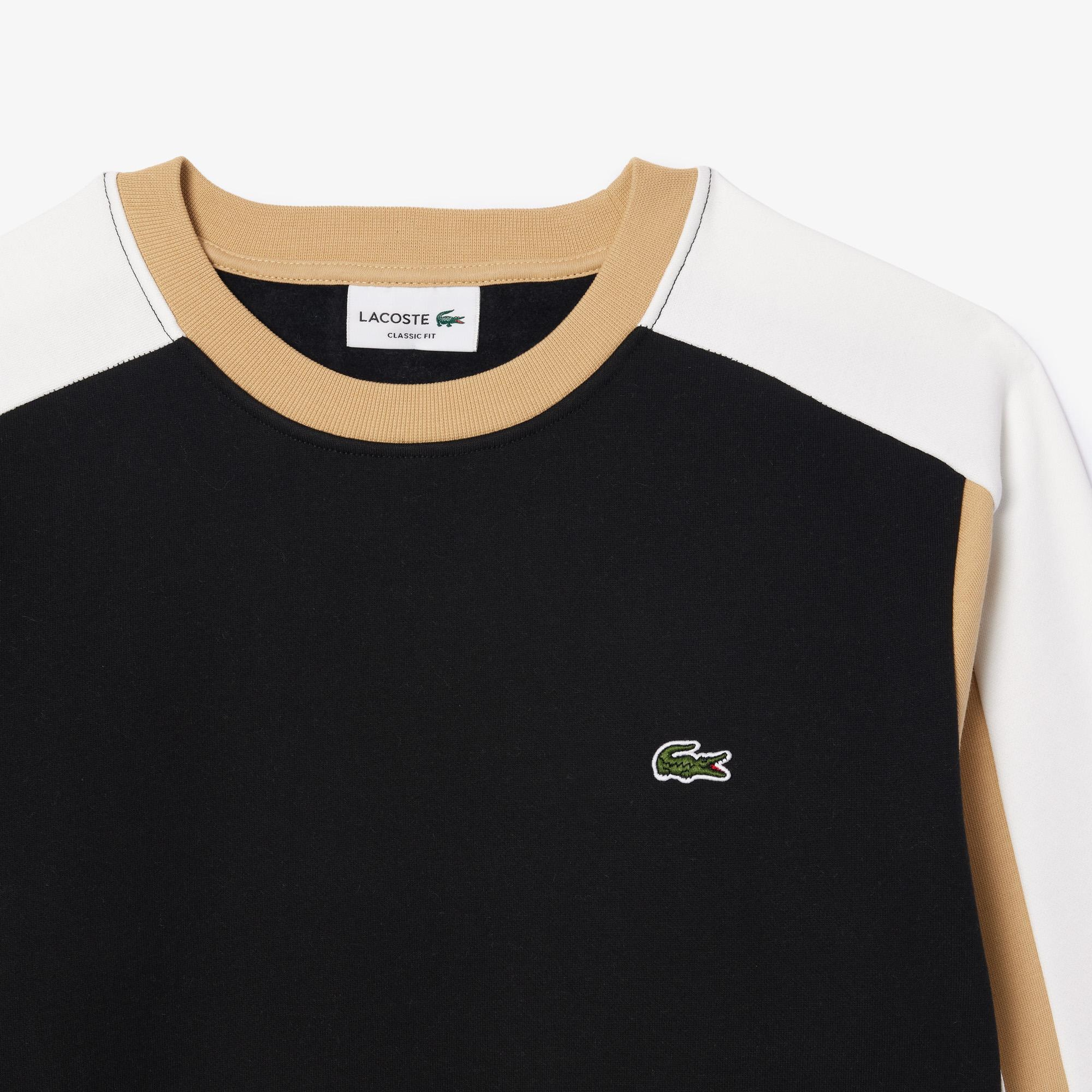 Erkek Classic Fit Bisiklet Yaka Renk Bloklu Siyah Sweatshirt
