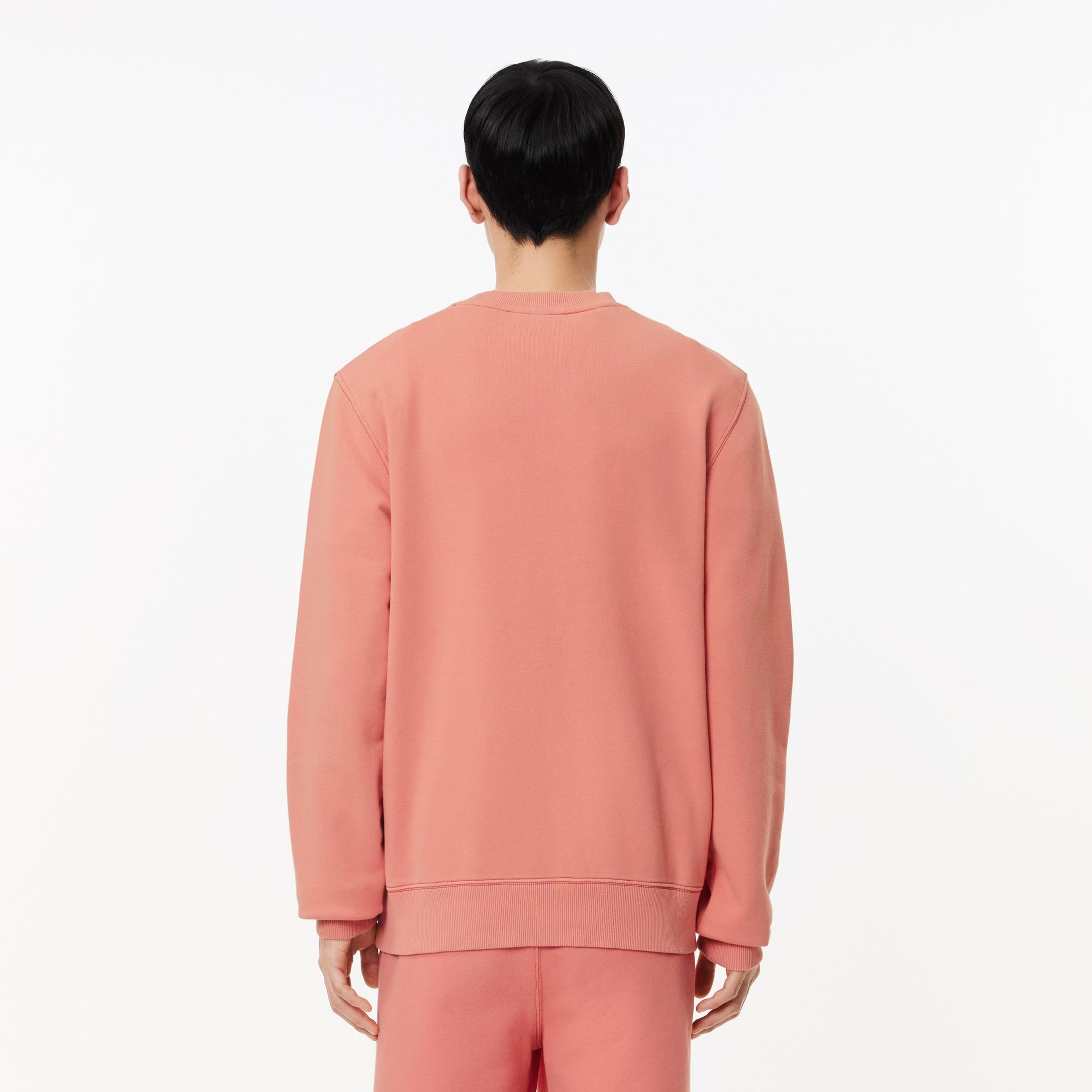 Erkek Classic Fit Bisiklet Yaka Baskılı Pembe Sweatshirt