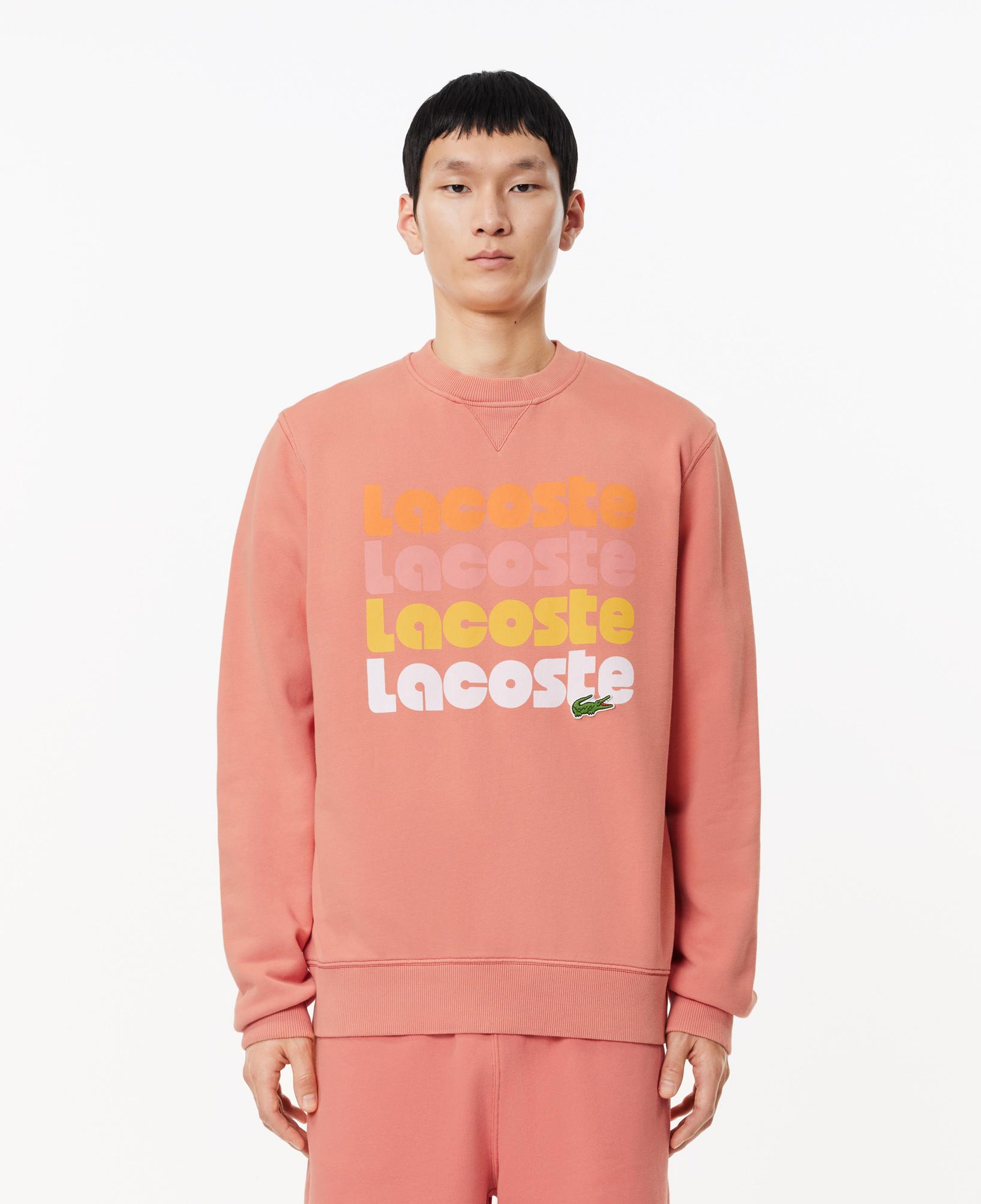 Erkek Classic Fit Bisiklet Yaka Baskılı Pembe Sweatshirt
