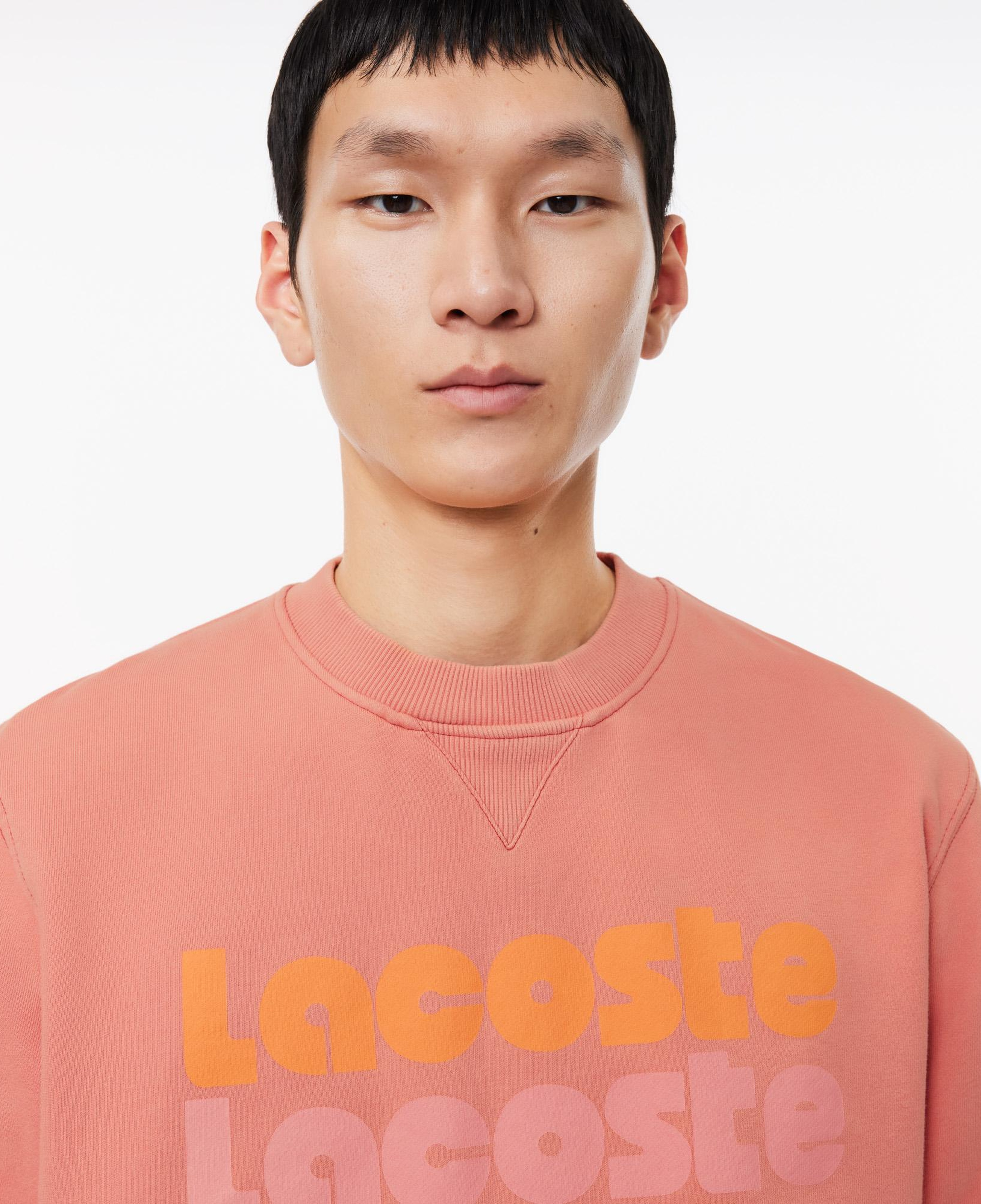 Erkek Classic Fit Bisiklet Yaka Baskılı Pembe Sweatshirt