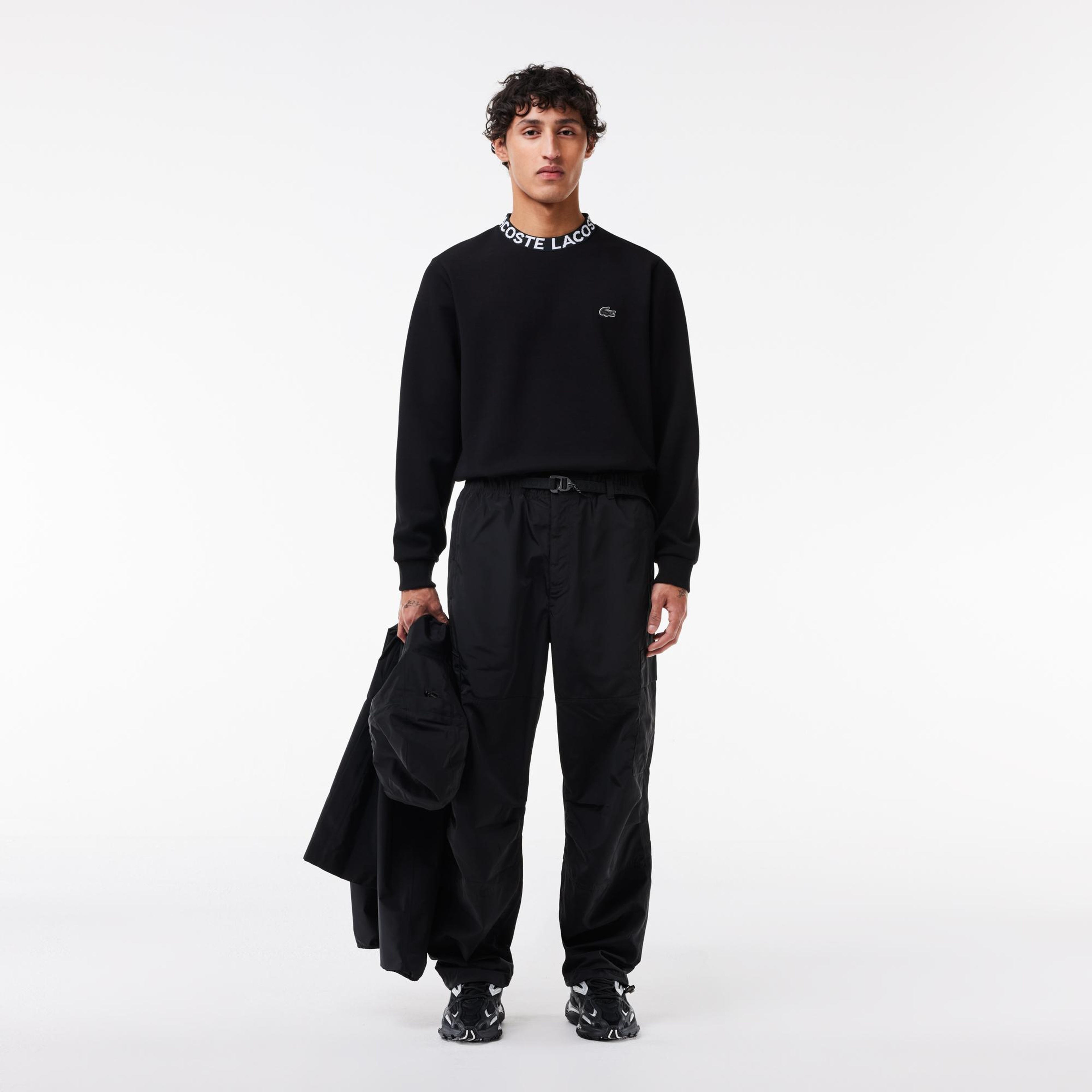 Erkek Classic Fit Bisiklet Yaka Baskılı Siyah Sweatshirt