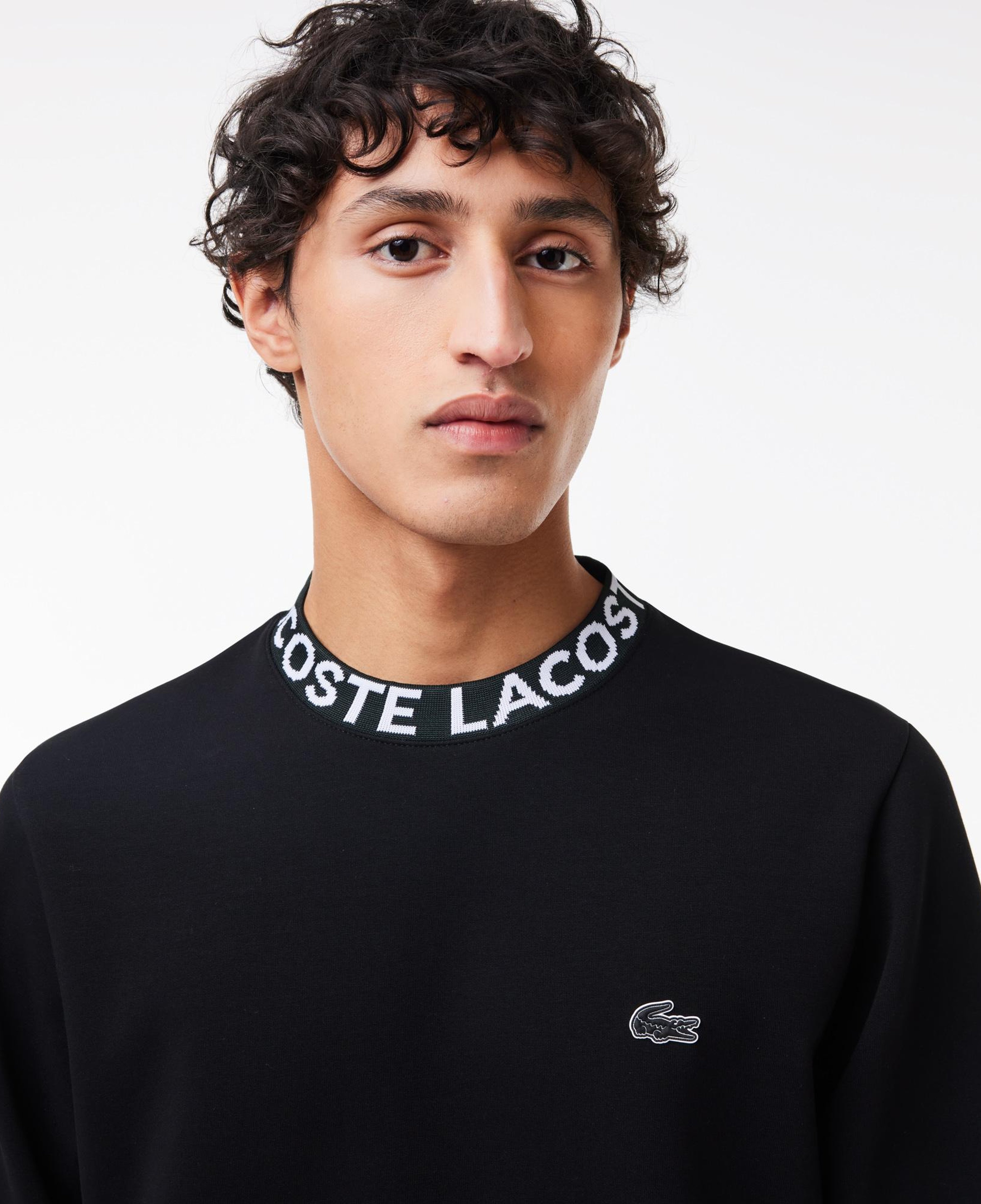 Erkek Classic Fit Bisiklet Yaka Baskılı Siyah Sweatshirt