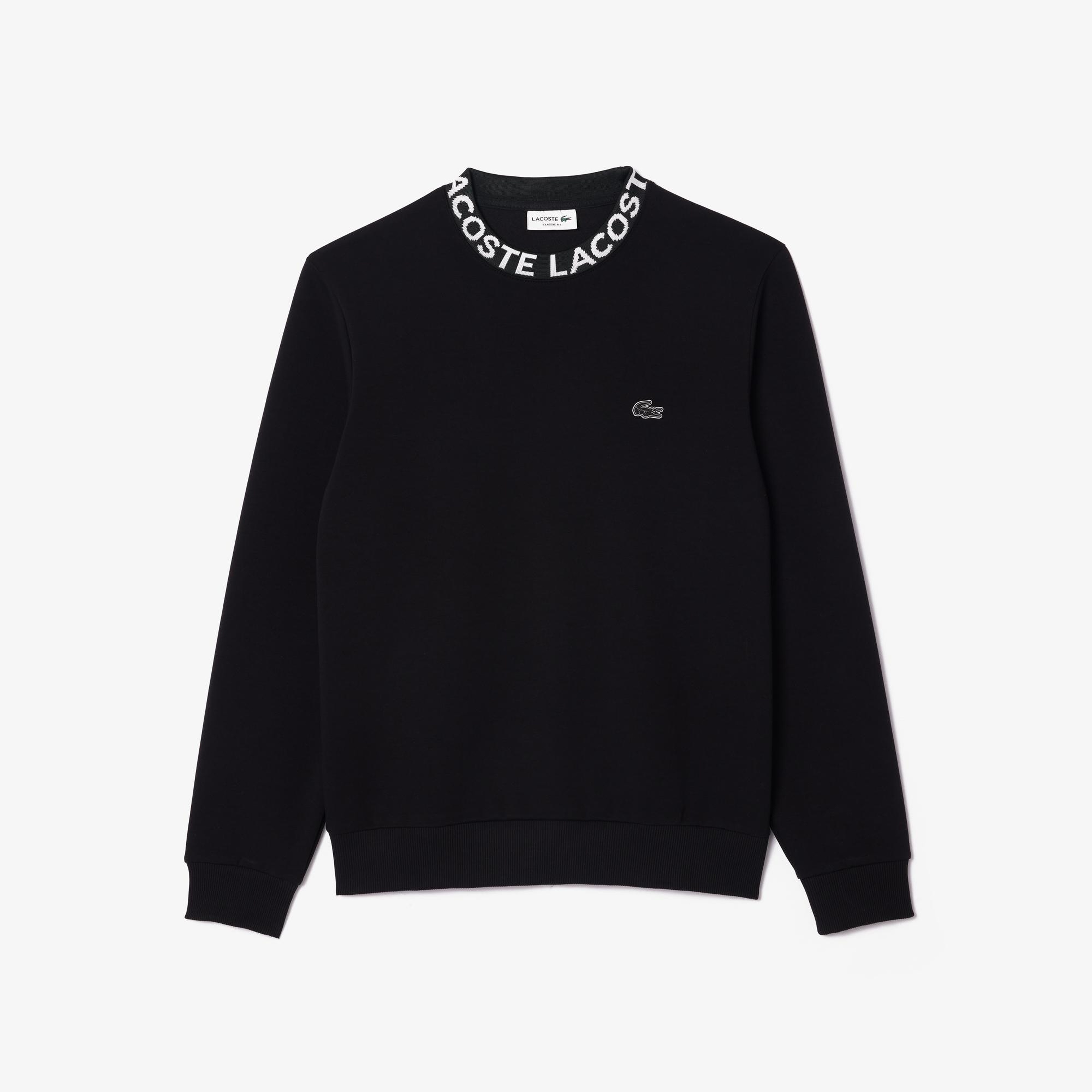 Erkek Classic Fit Bisiklet Yaka Baskılı Siyah Sweatshirt