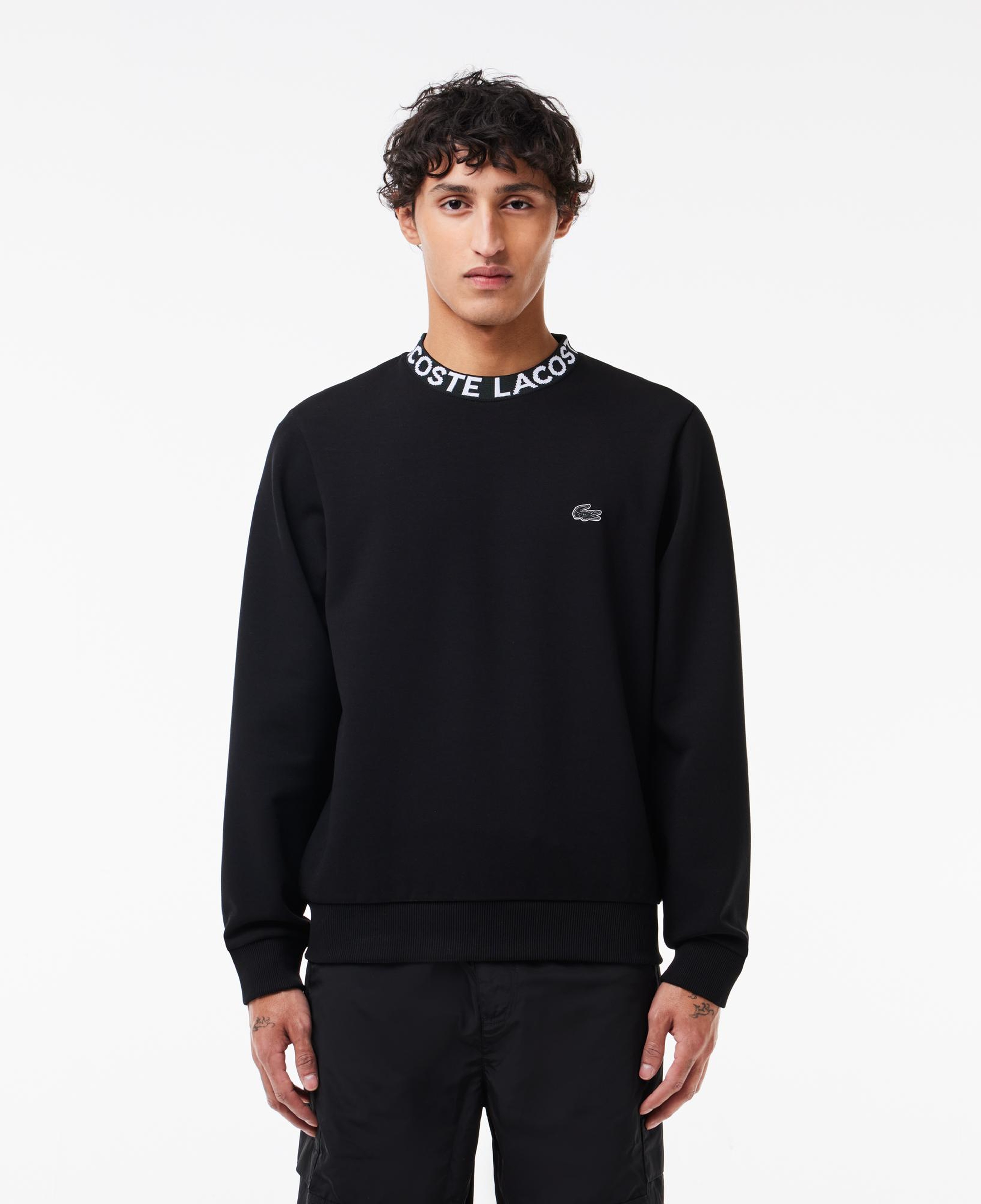 Erkek Classic Fit Bisiklet Yaka Baskılı Siyah Sweatshirt