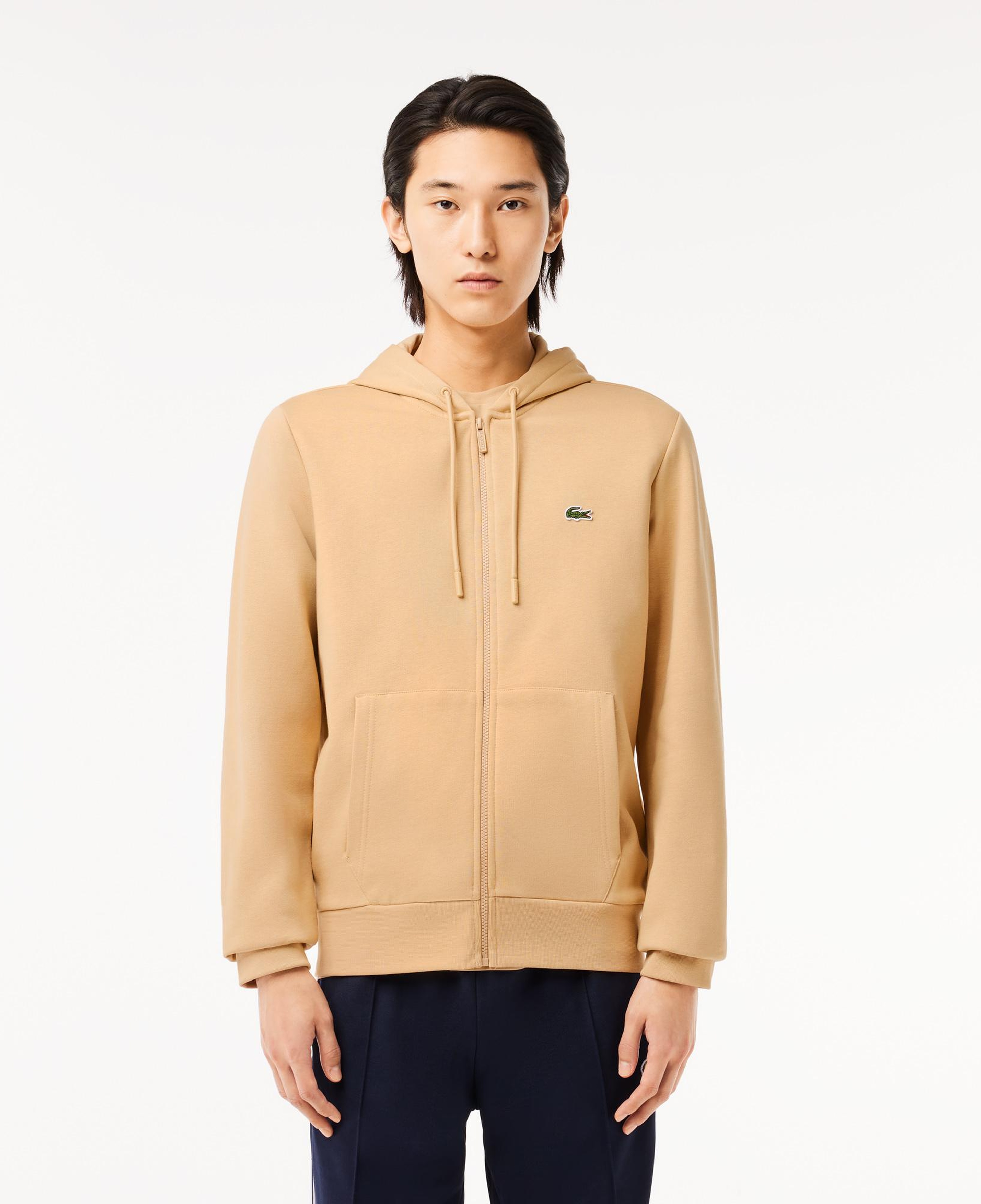 Erkek Classic Fit Fermuarlı Bej Sweatshirt