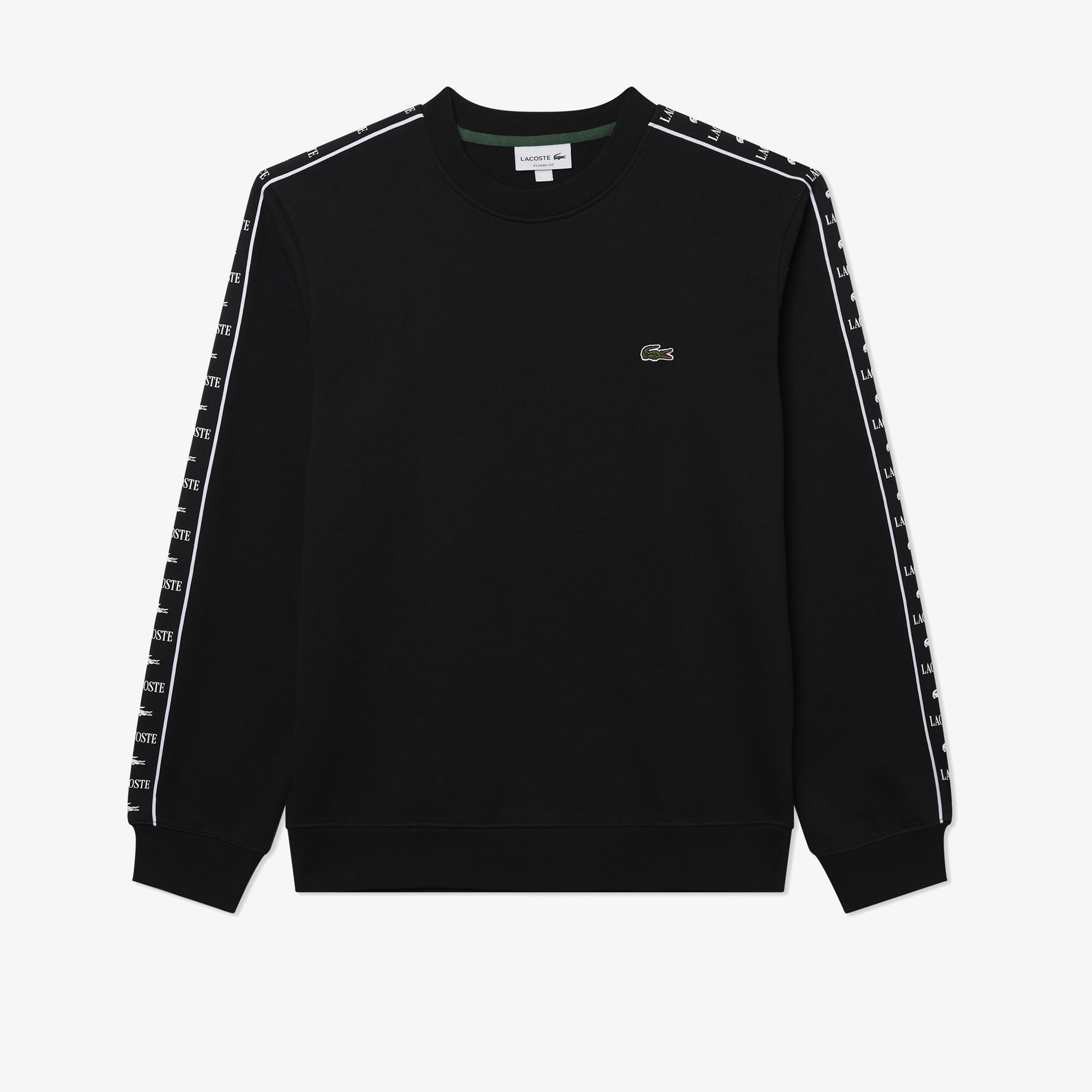 Erkek Classic Fit Bisiklet Yaka Baskılı Siyah Sweatshirt