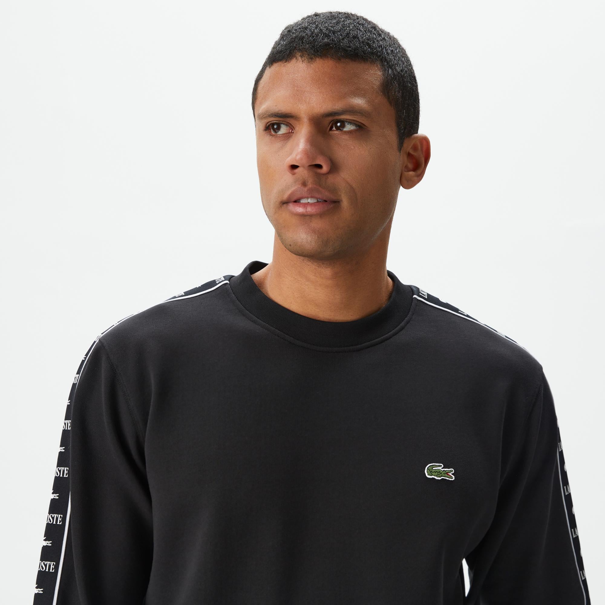 Erkek Classic Fit Bisiklet Yaka Baskılı Siyah Sweatshirt