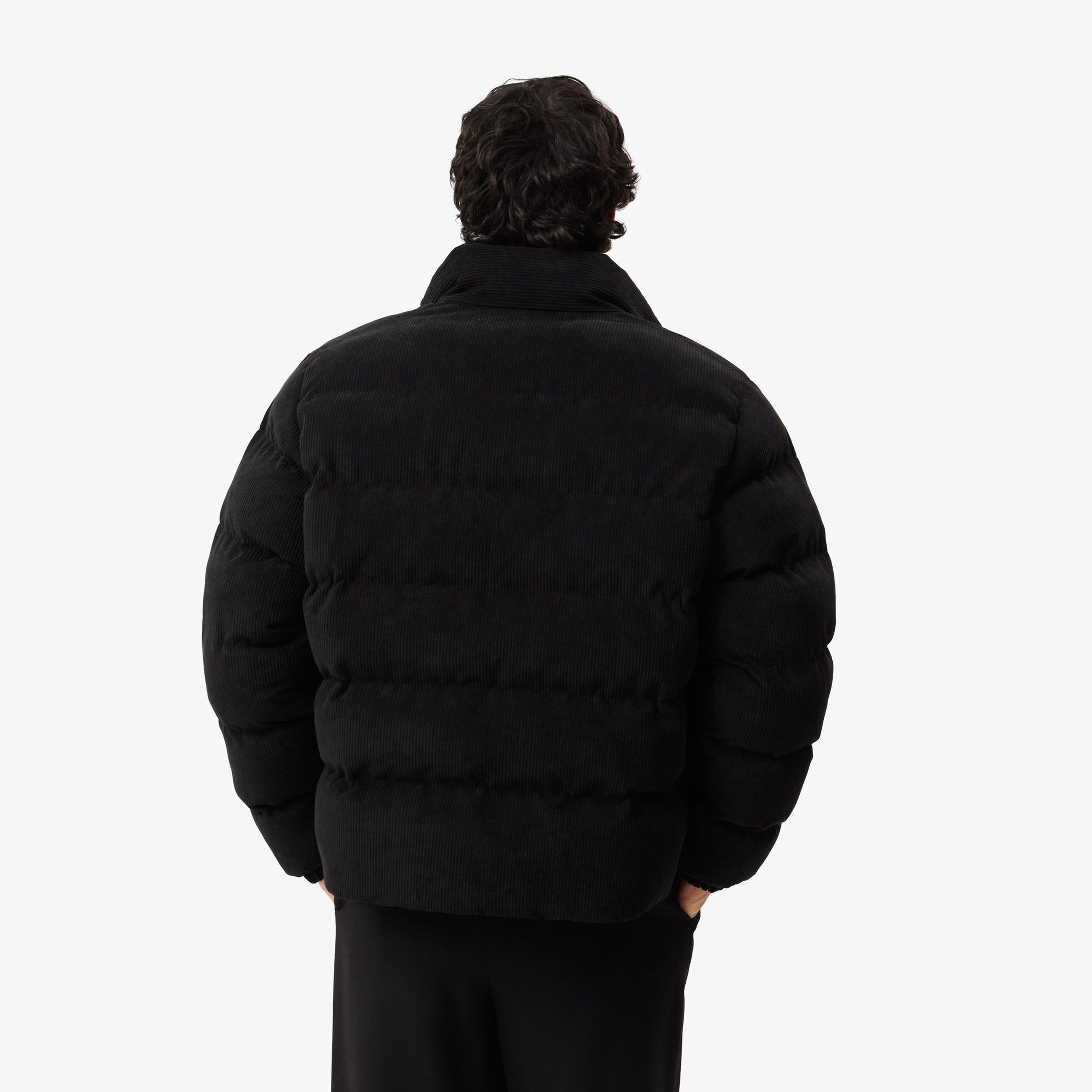 Erkek Relaxed Fit Dik Yaka Siyah Şişme Mont
