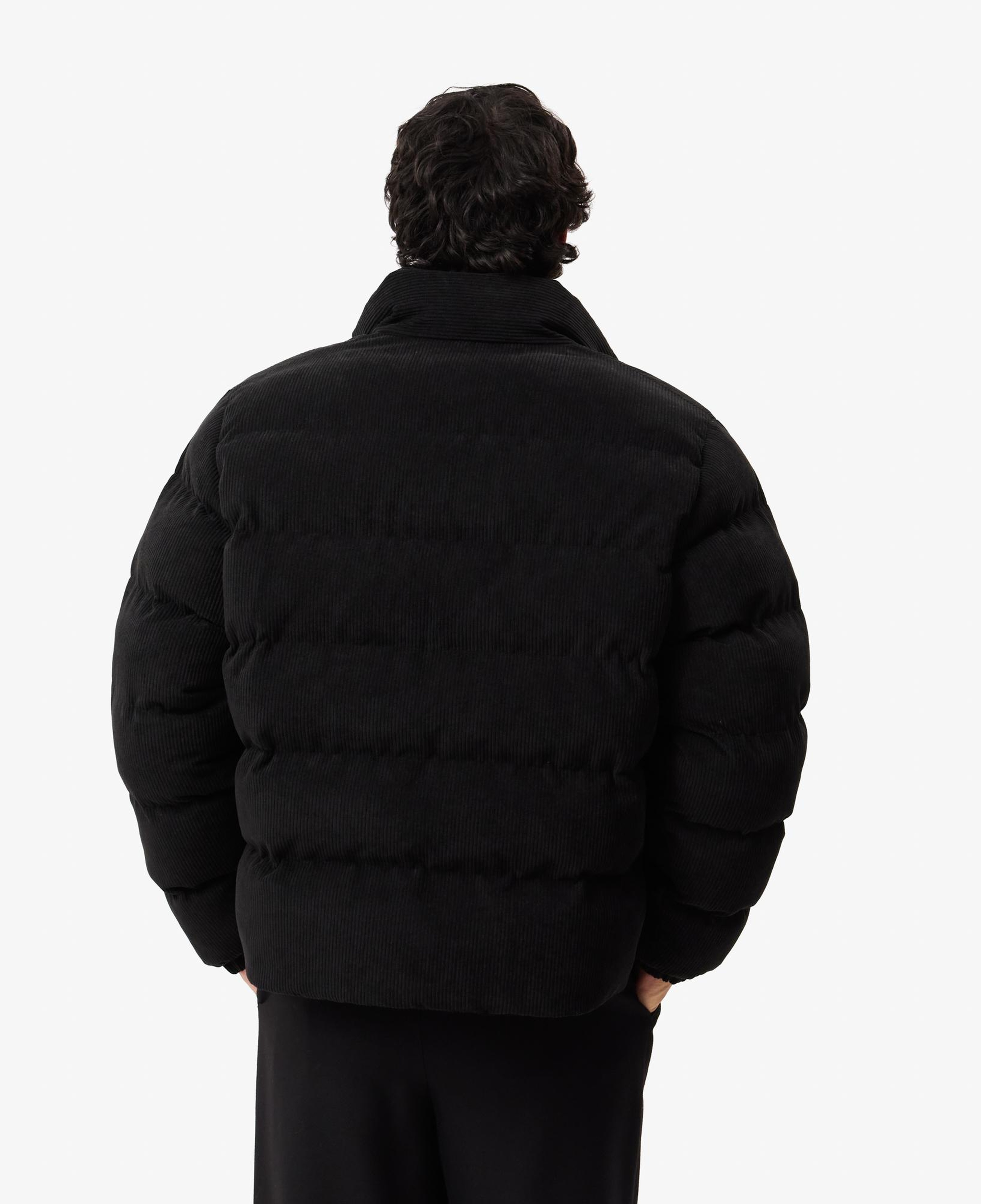 Erkek Relaxed Fit Dik Yaka Siyah Şişme Mont