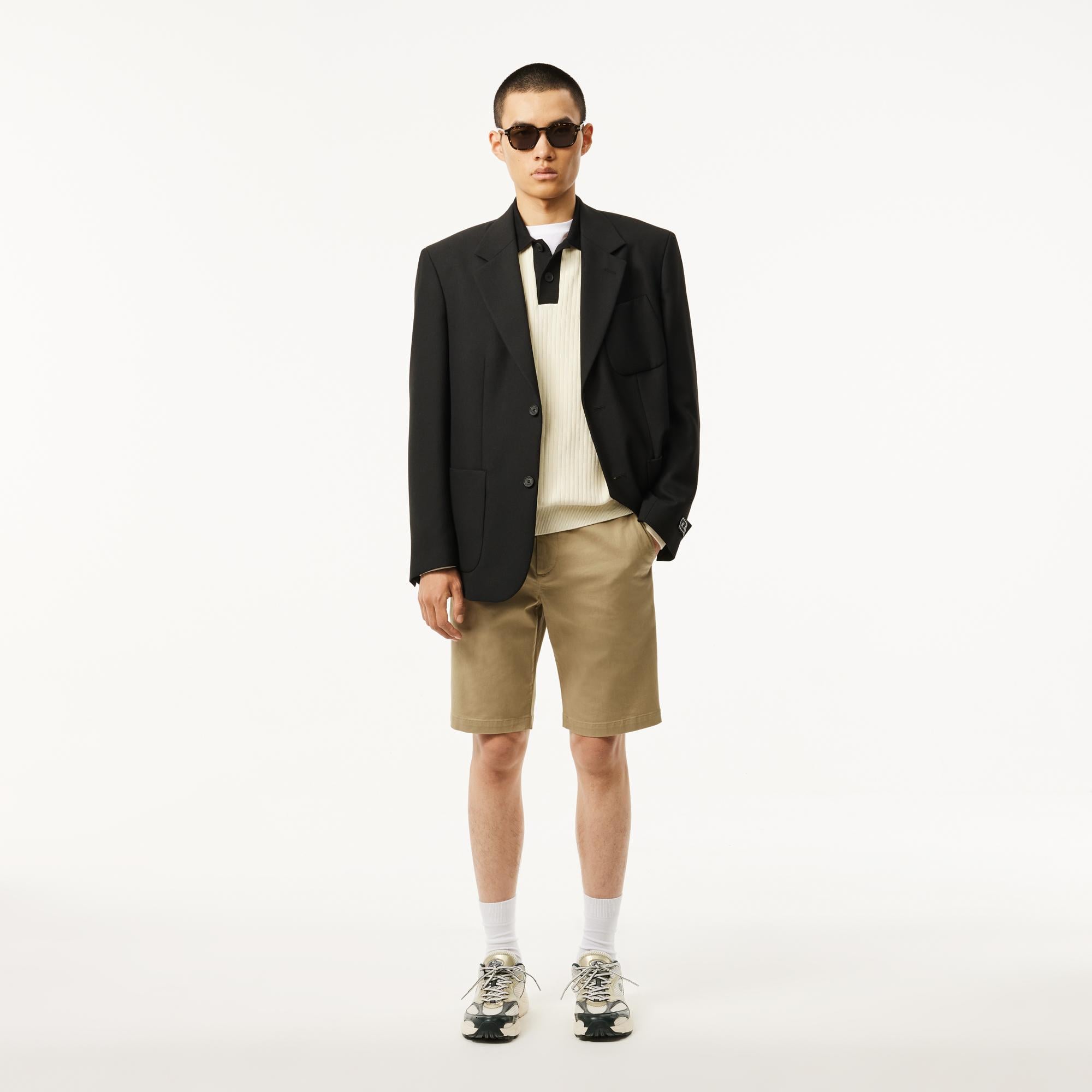 Erkek Relaxed Fit Polo Yaka Yün Krem Kazak