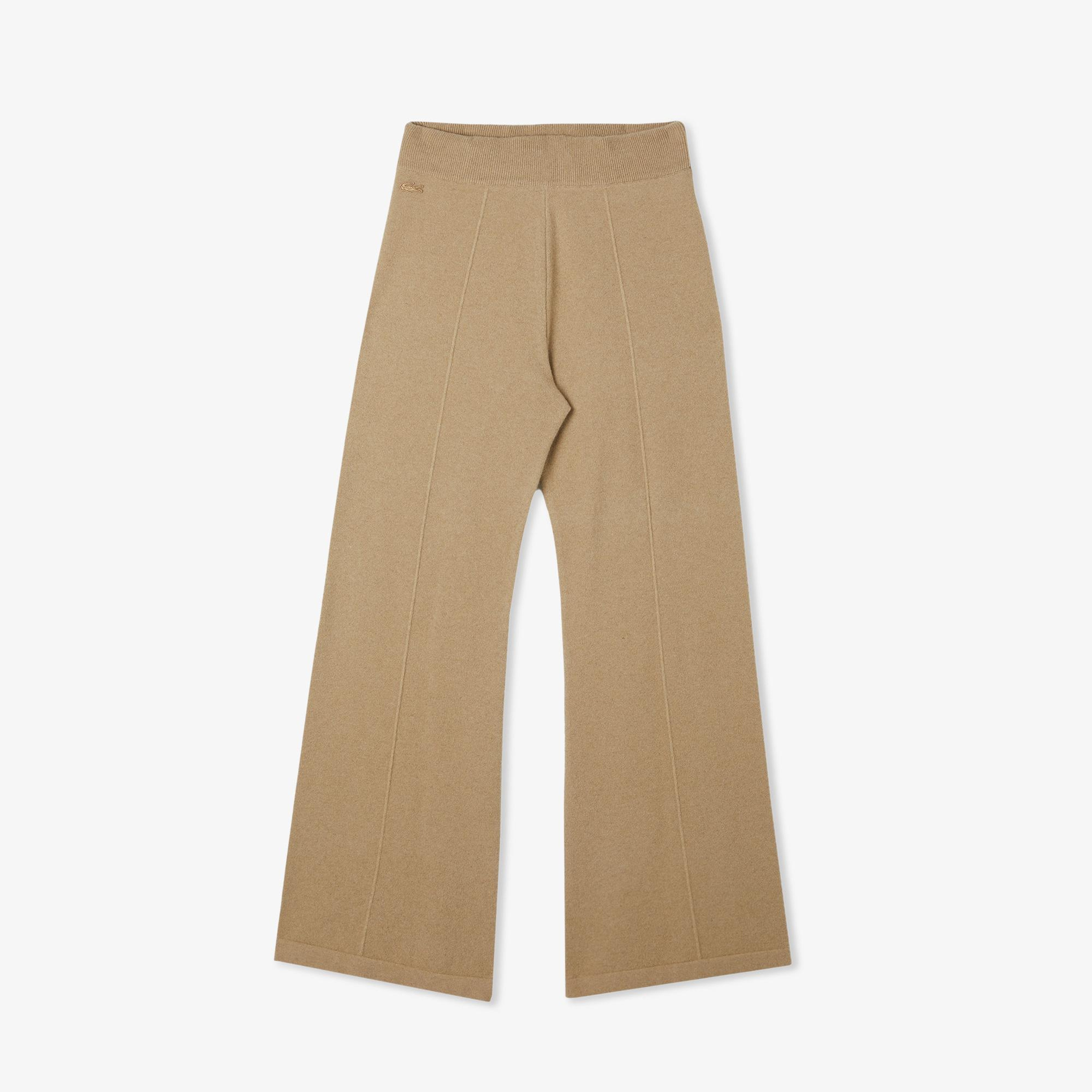 Kadın Relaxed Fit Bej Yün Karışımlı Pantolon