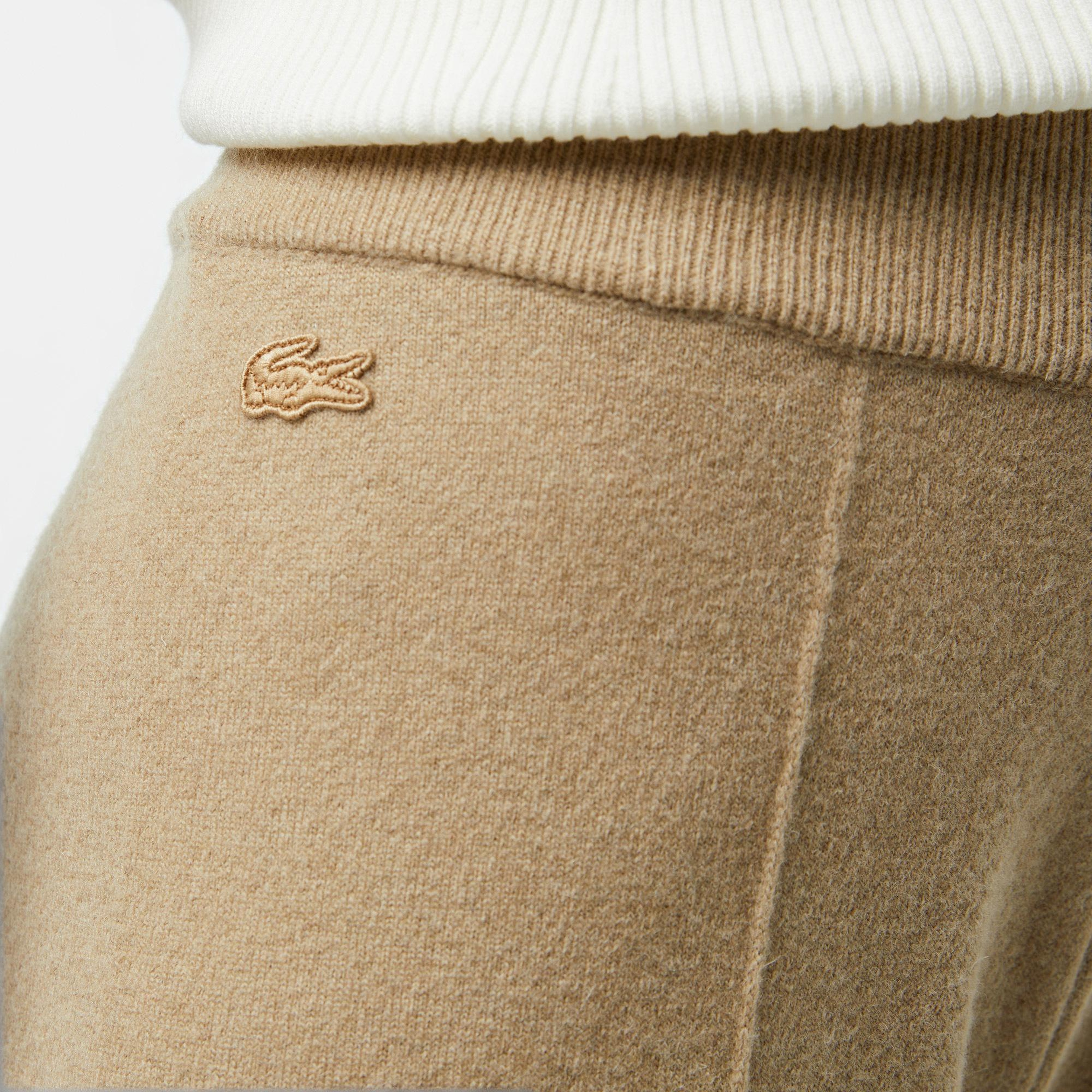 Kadın Relaxed Fit Bej Yün Karışımlı Pantolon