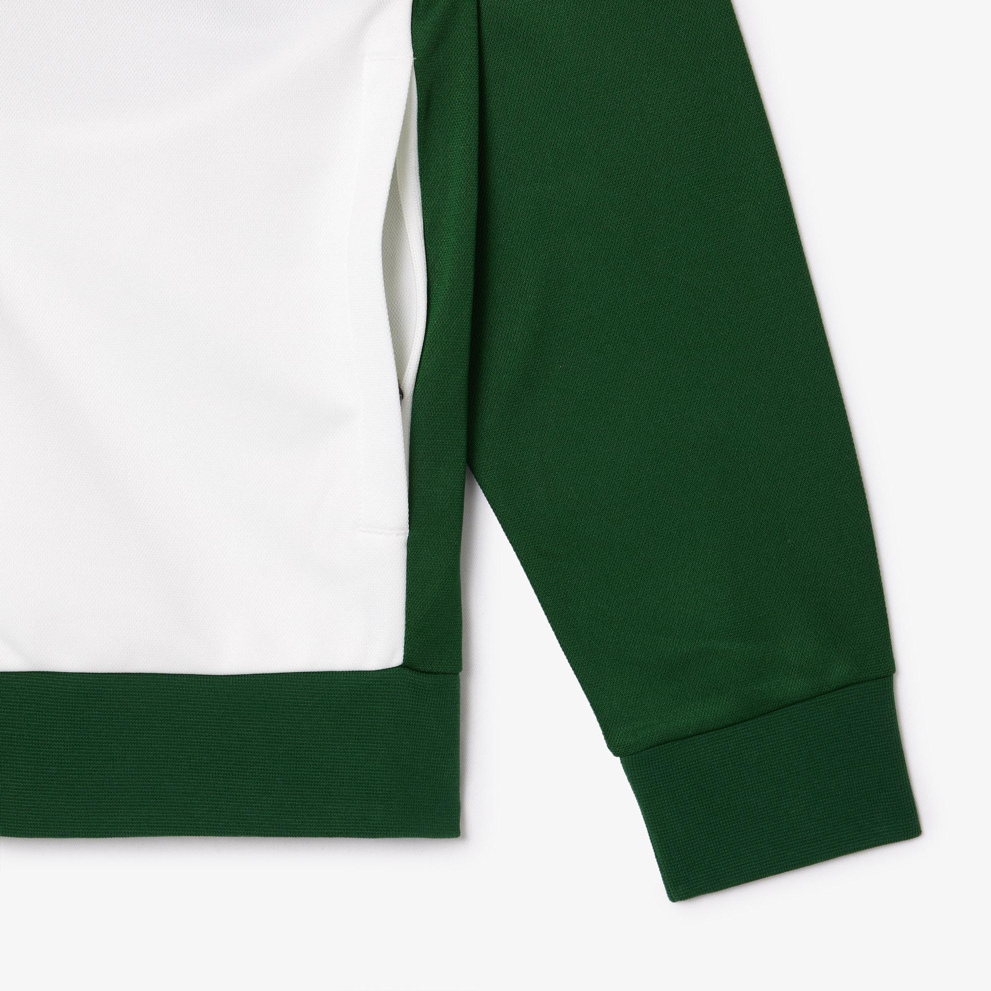 SPORT Erkek Classic Fit Fermuarlı Renk Bloklu Yeşil Sweatshirt