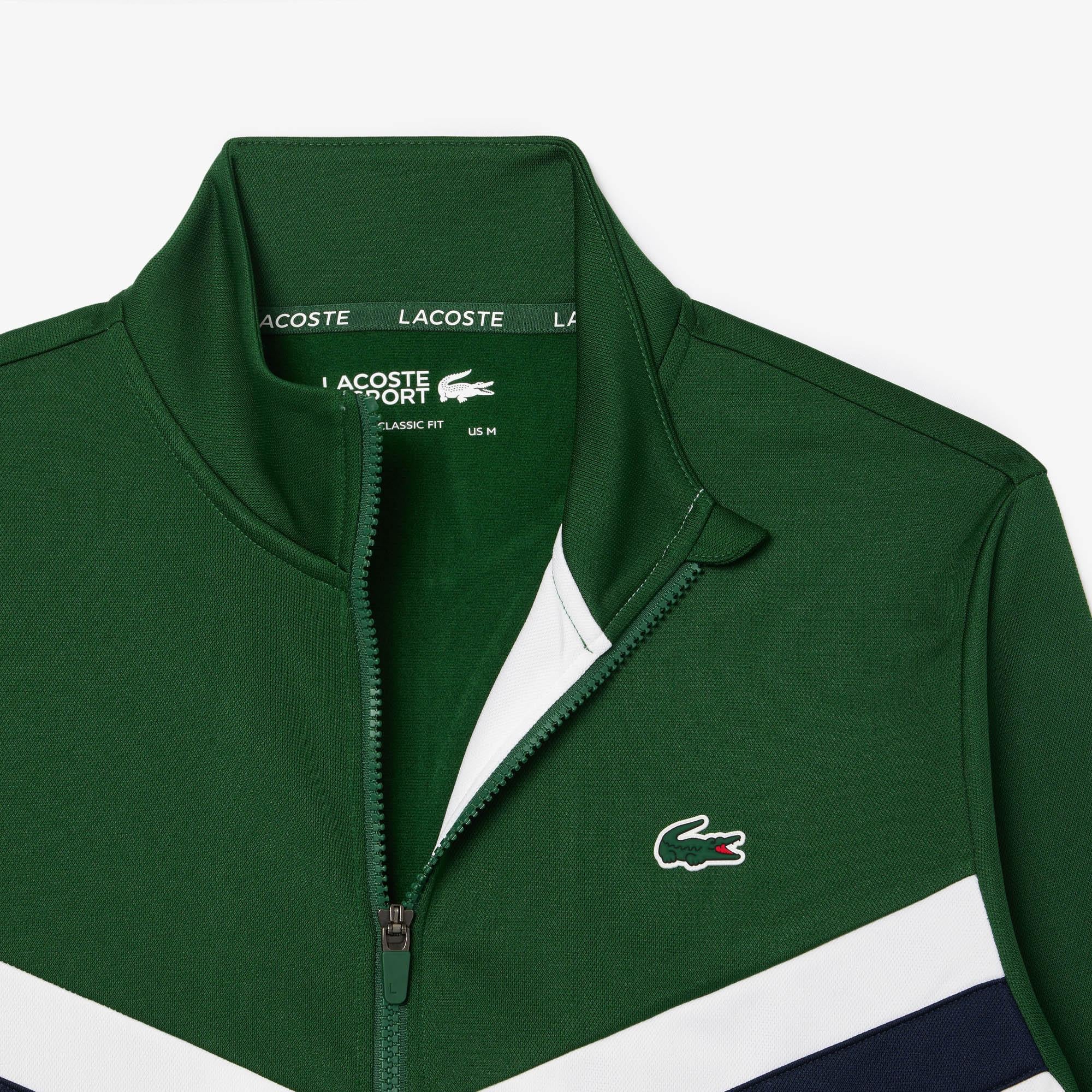 SPORT Erkek Classic Fit Fermuarlı Renk Bloklu Yeşil Sweatshirt