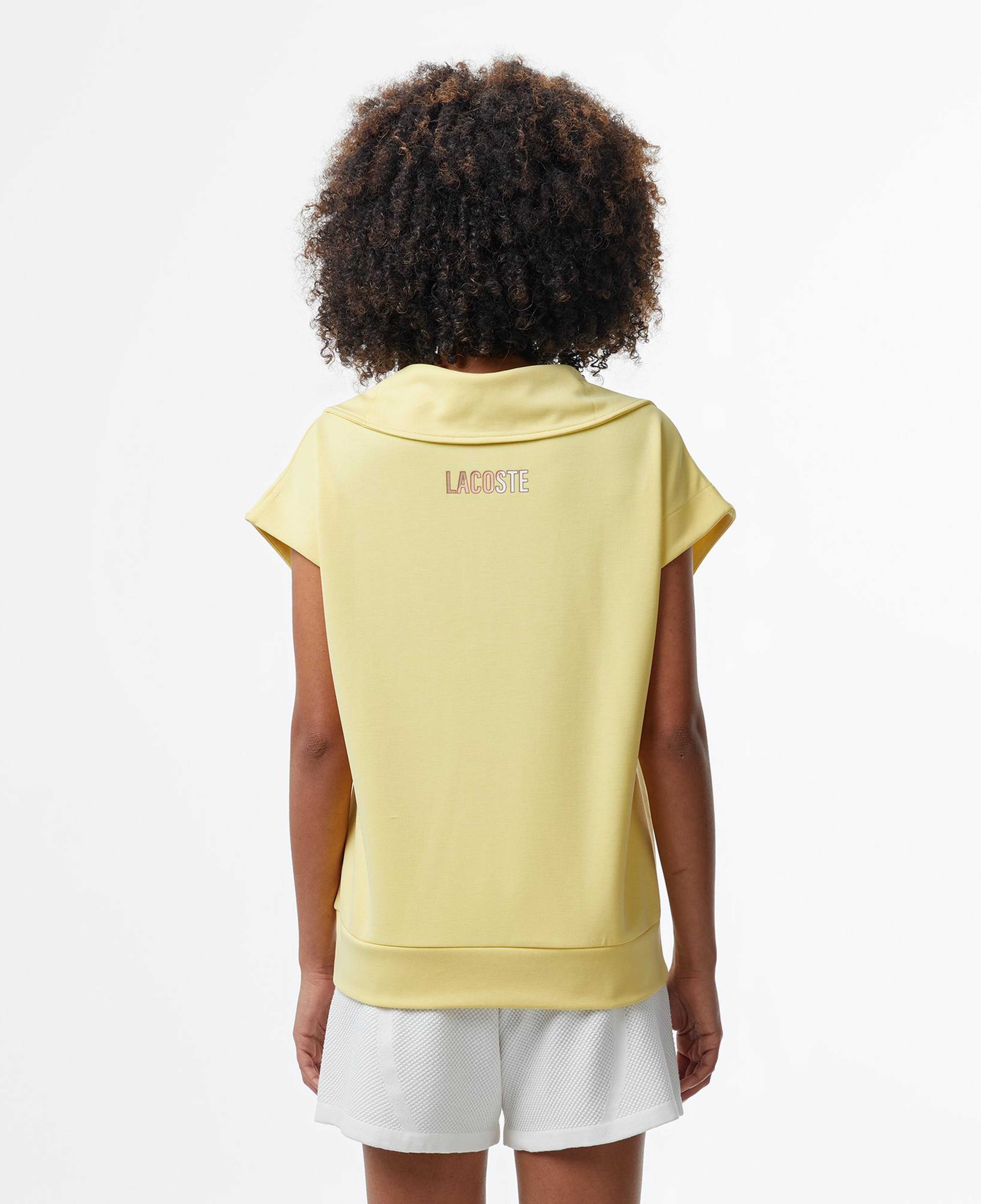 Kadın Kısa Kollu Yarım Fermuarlı Sarı Modal Karışımlı Sweatshirt
