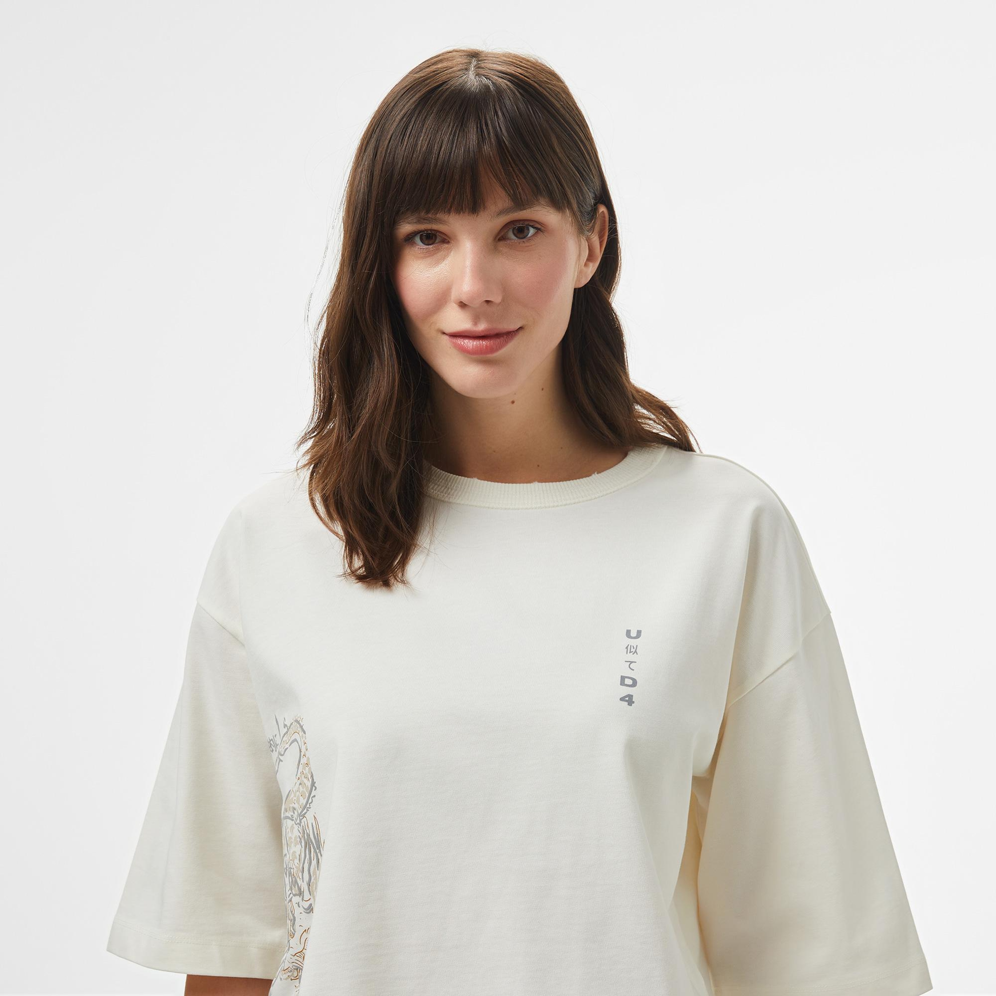 UNITED4 Kadın Krem T-Shirt