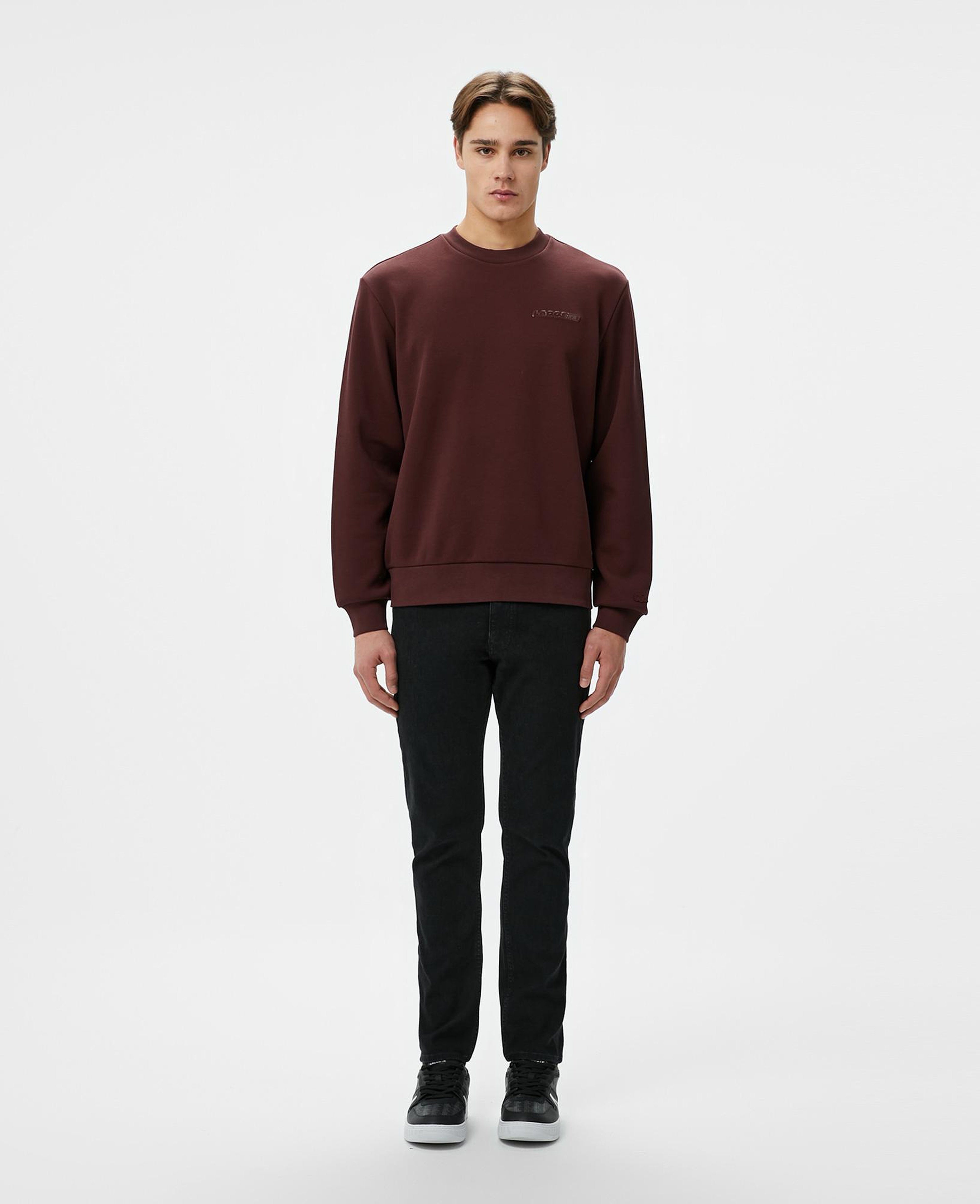 Erkek Classic Fit Bisiklet Yaka Bordo Sweatshirt